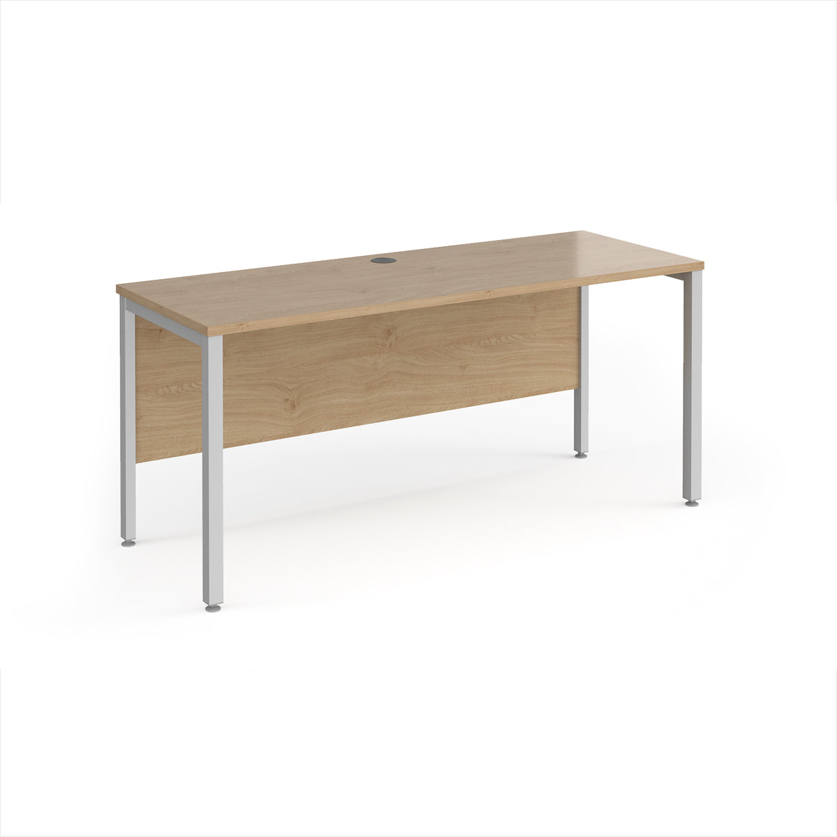 Maestro 25 straight desk 1600mm x 600mm - silver bench leg frame, Kendal Oak Top - view 1
