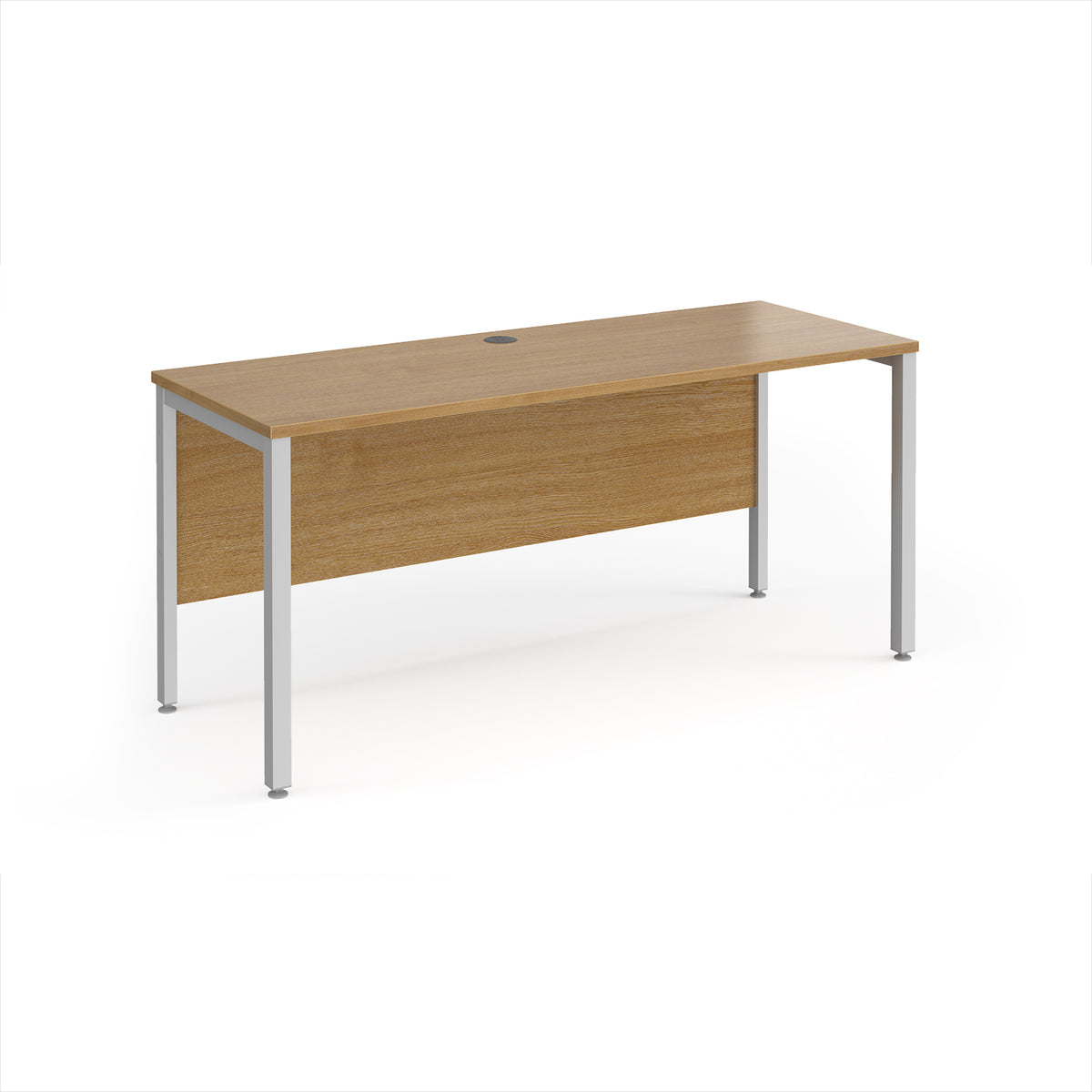 Maestro 25 straight desk 1600mm x 600mm - silver bench leg frame, Oak Top - view 1