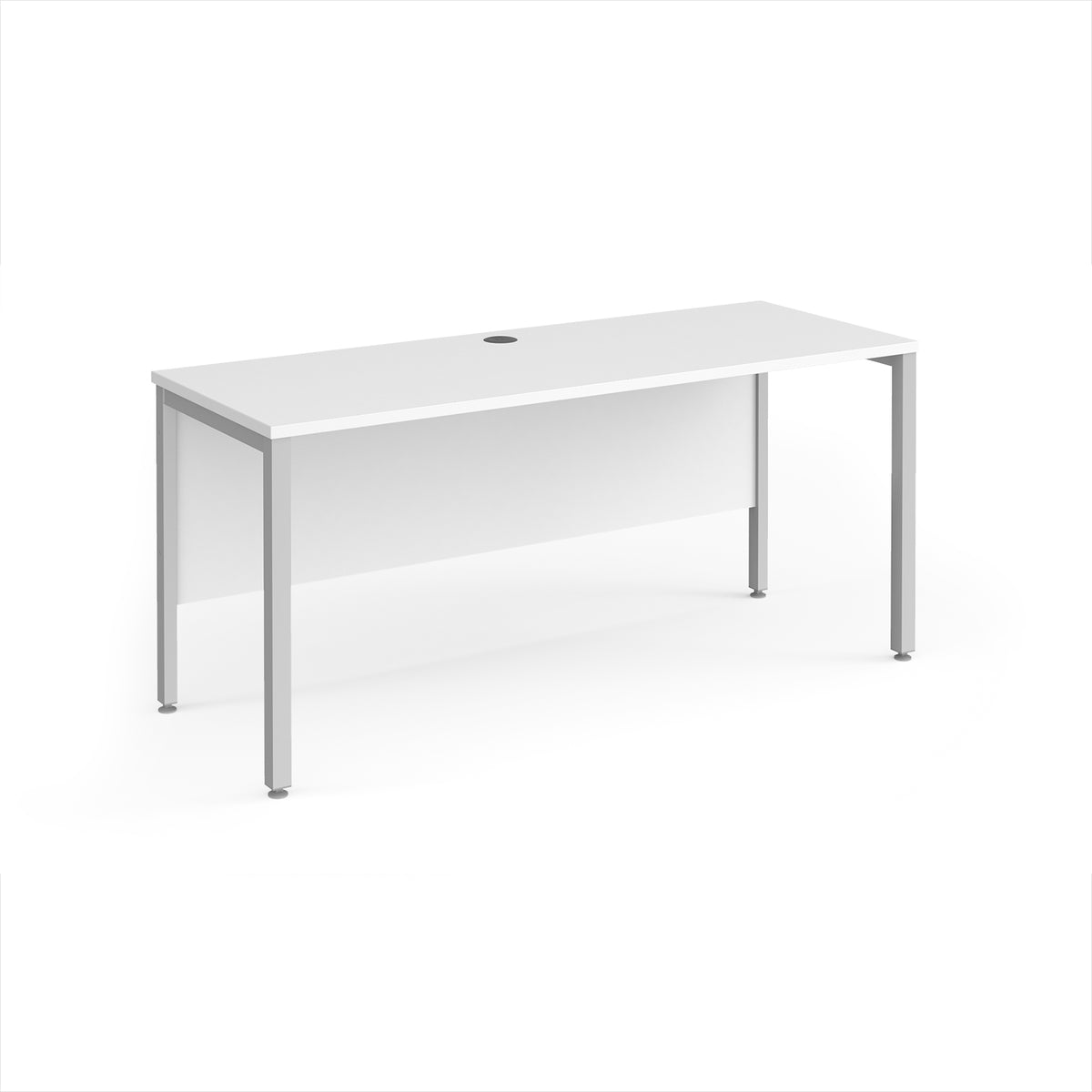 Maestro 25 straight desk 1600mm x 600mm - silver bench leg frame, White Top - view 1