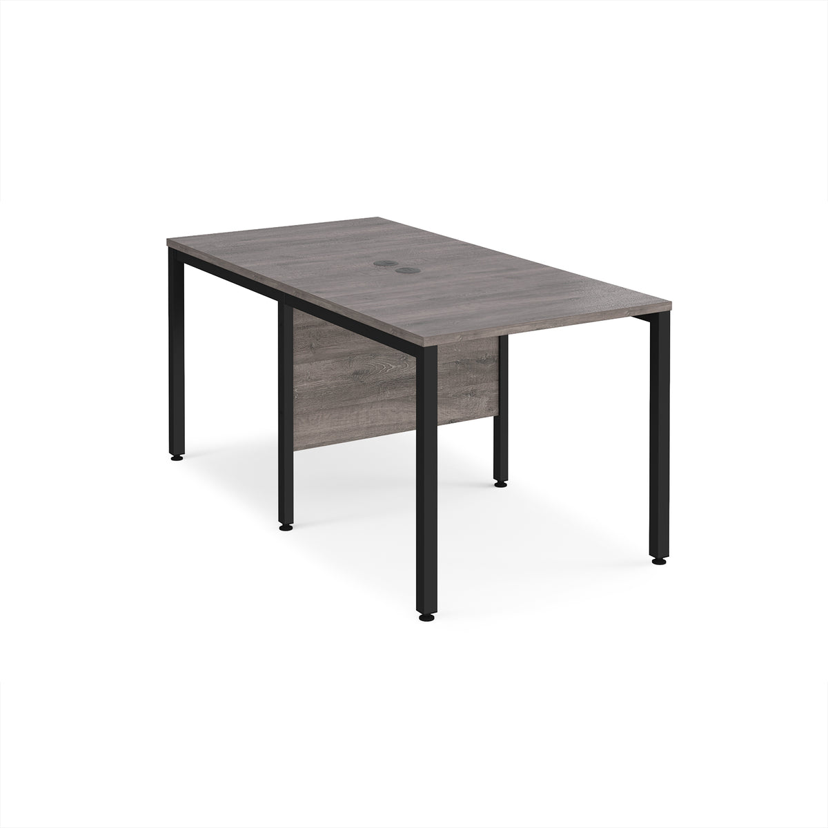 Maestro 25 back to back straight desks 800mm x 1600mm - black bench leg frame, Grey Oak Top - view 1