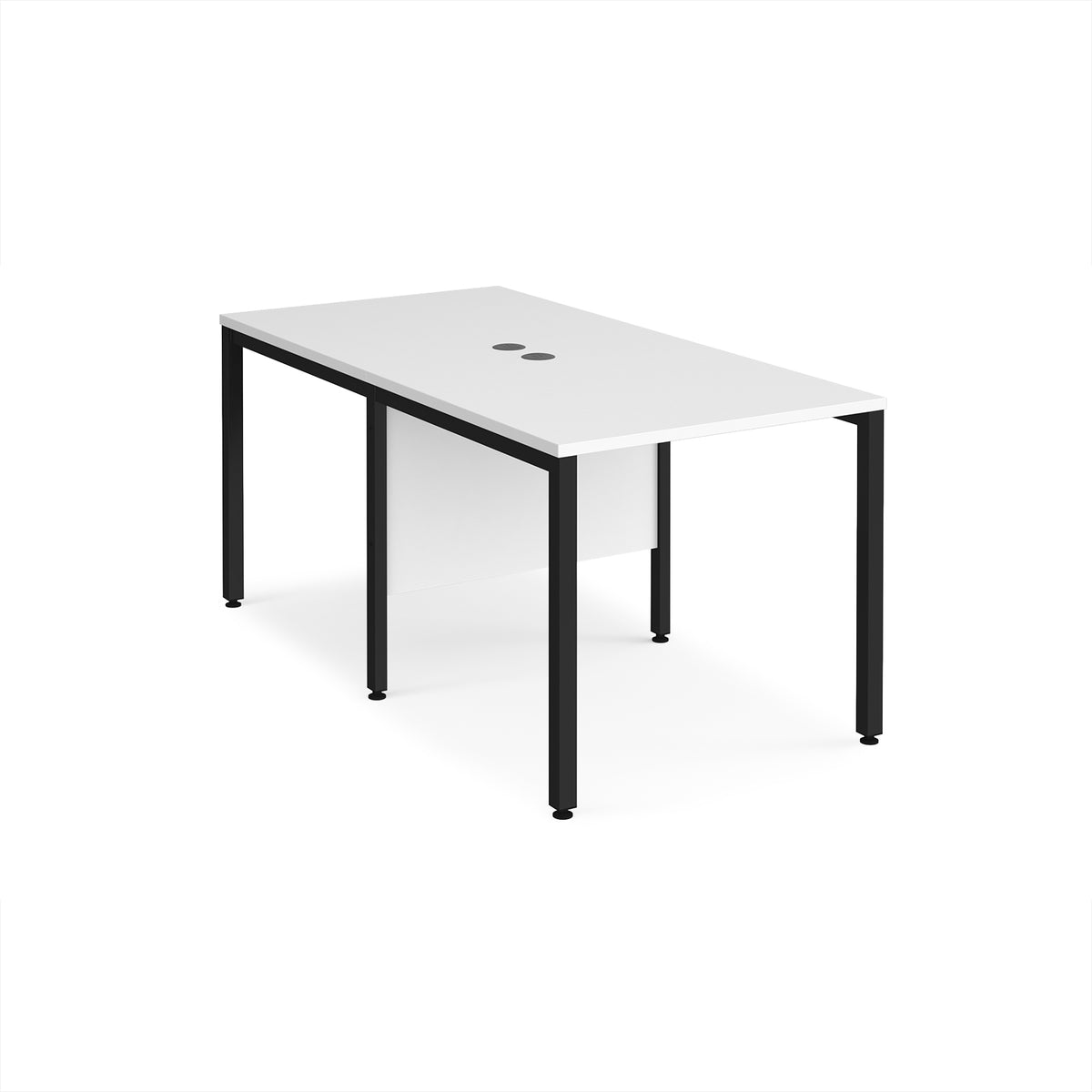 Maestro 25 back to back straight desks 800mm x 1600mm - black bench leg frame, White Top - view 1