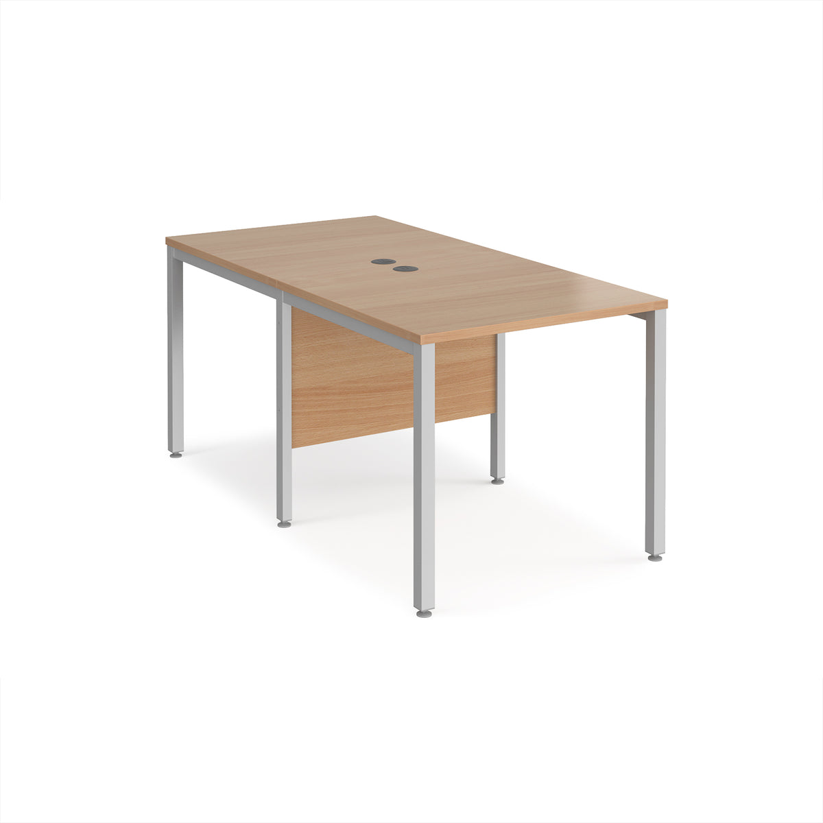Maestro 25 back to back straight desks 800mm x 1600mm - silver bench leg frame, Beech top - view 1