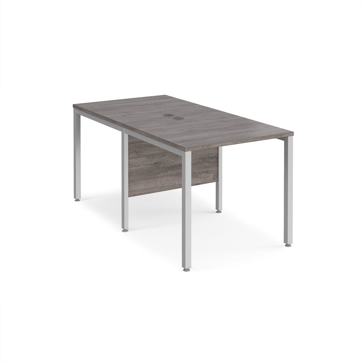 Maestro 25 back to back straight desks 800mm x 1600mm - silver bench leg frame, Grey Oak Top - view 1