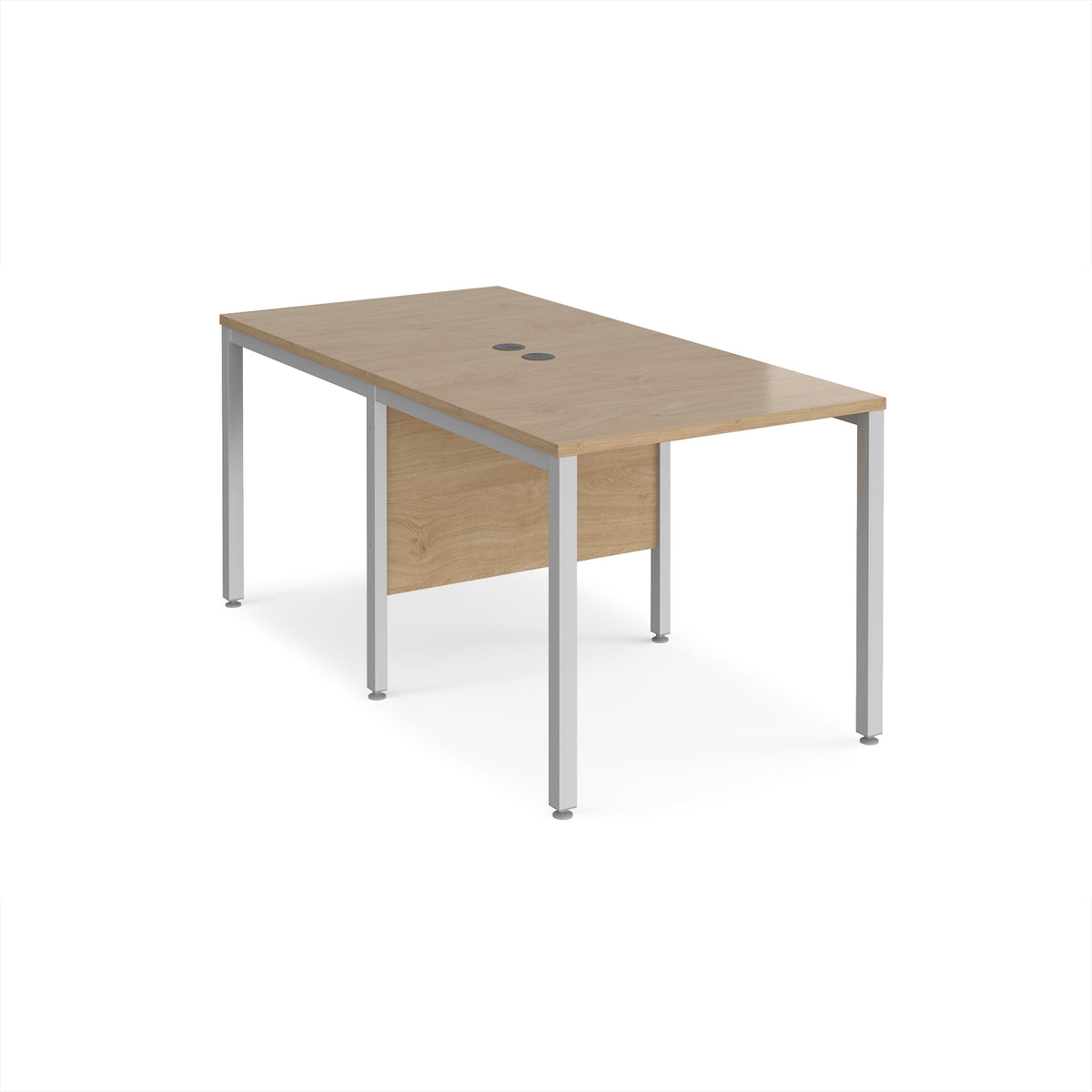 Maestro 25 back to back straight desks 800mm x 1600mm - silver bench leg frame, Kendal Oak Top - view 1