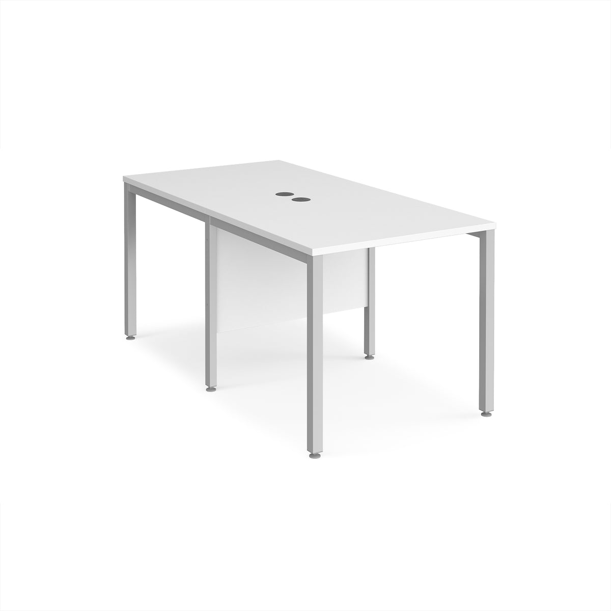 Maestro 25 back to back straight desks 800mm x 1600mm - silver bench leg frame, White Top - view 1