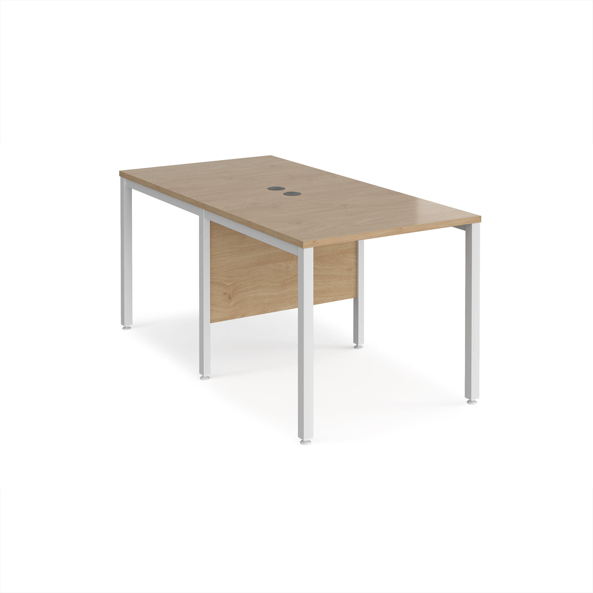 Maestro 25 back to back straight desks 800mm x 1600mm - white bench leg frame, Kendal Oak Top - view 1