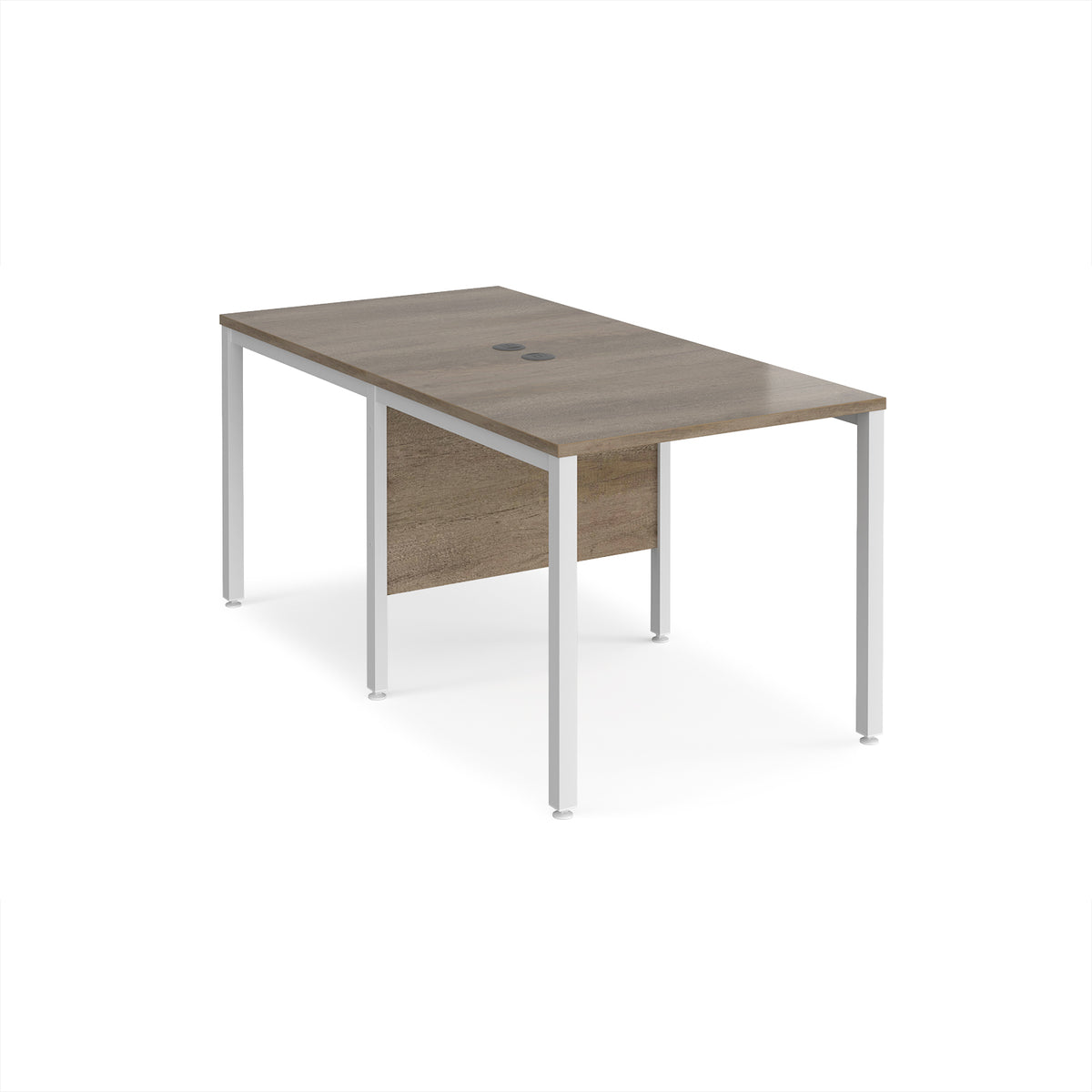 Maestro 25 back to back straight desks 800mm x 1600mm - white bench leg frame, Nebraska Oak Top - view 1