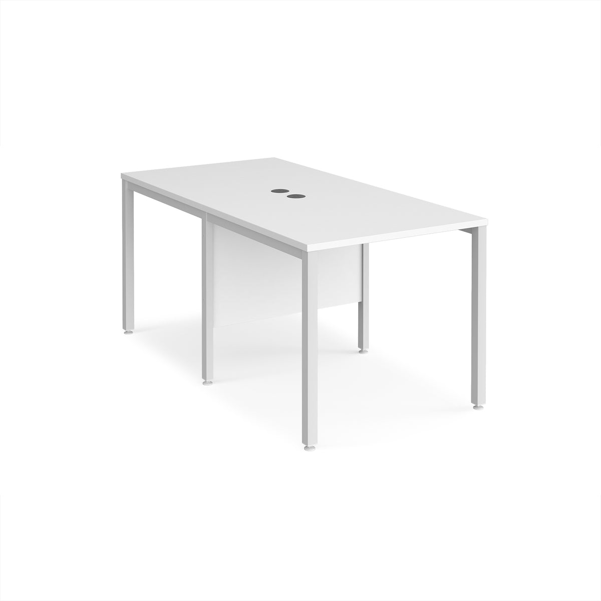 Maestro 25 back to back straight desks 800mm x 1600mm - white bench leg frame, White Top - view 1