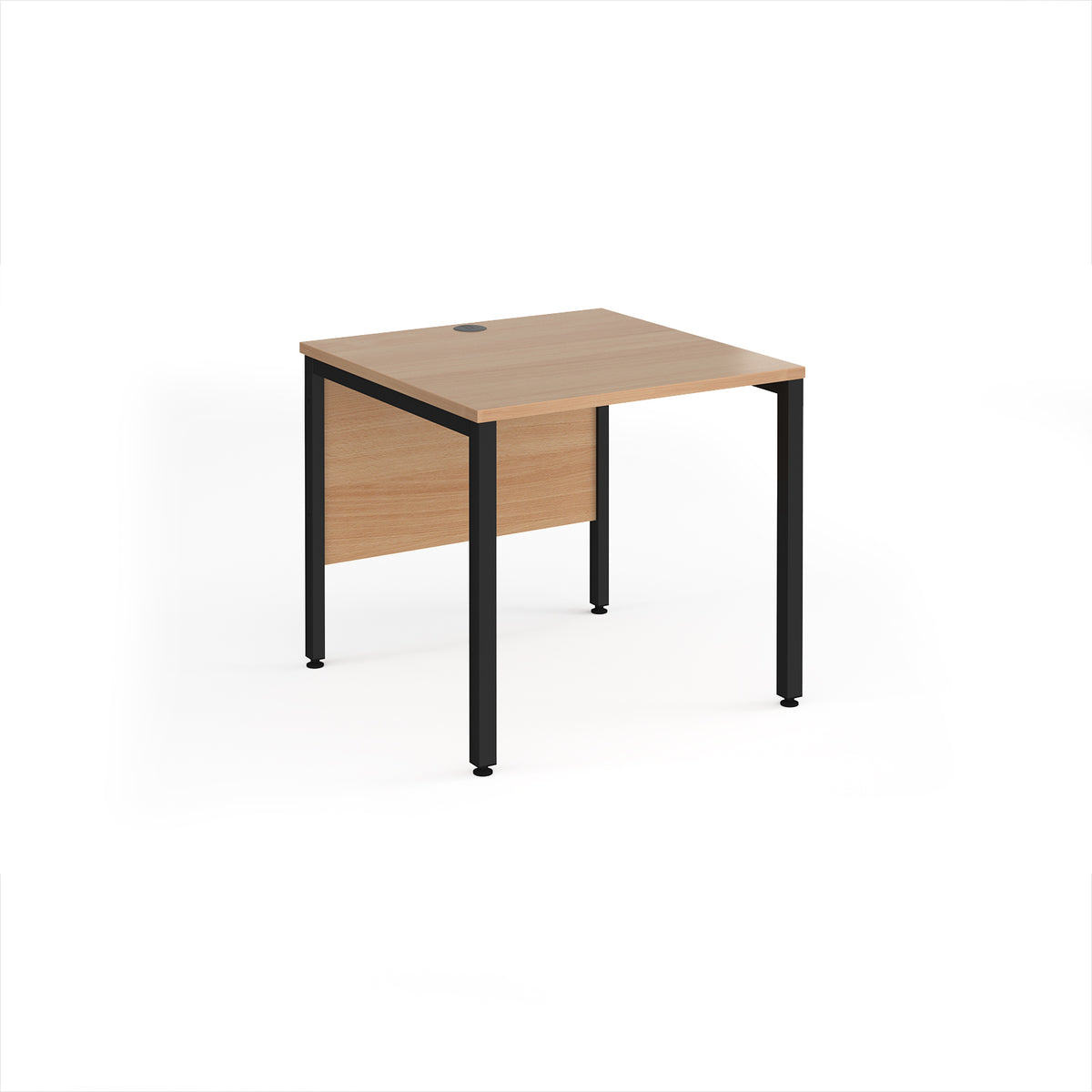 Maestro 25 straight desk 800mm x 800mm - black bench leg frame, Beech top - view 1