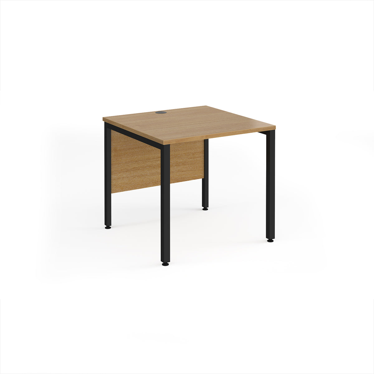Maestro 25 straight desk 800mm x 800mm - black bench leg frame, Oak Top - view 1