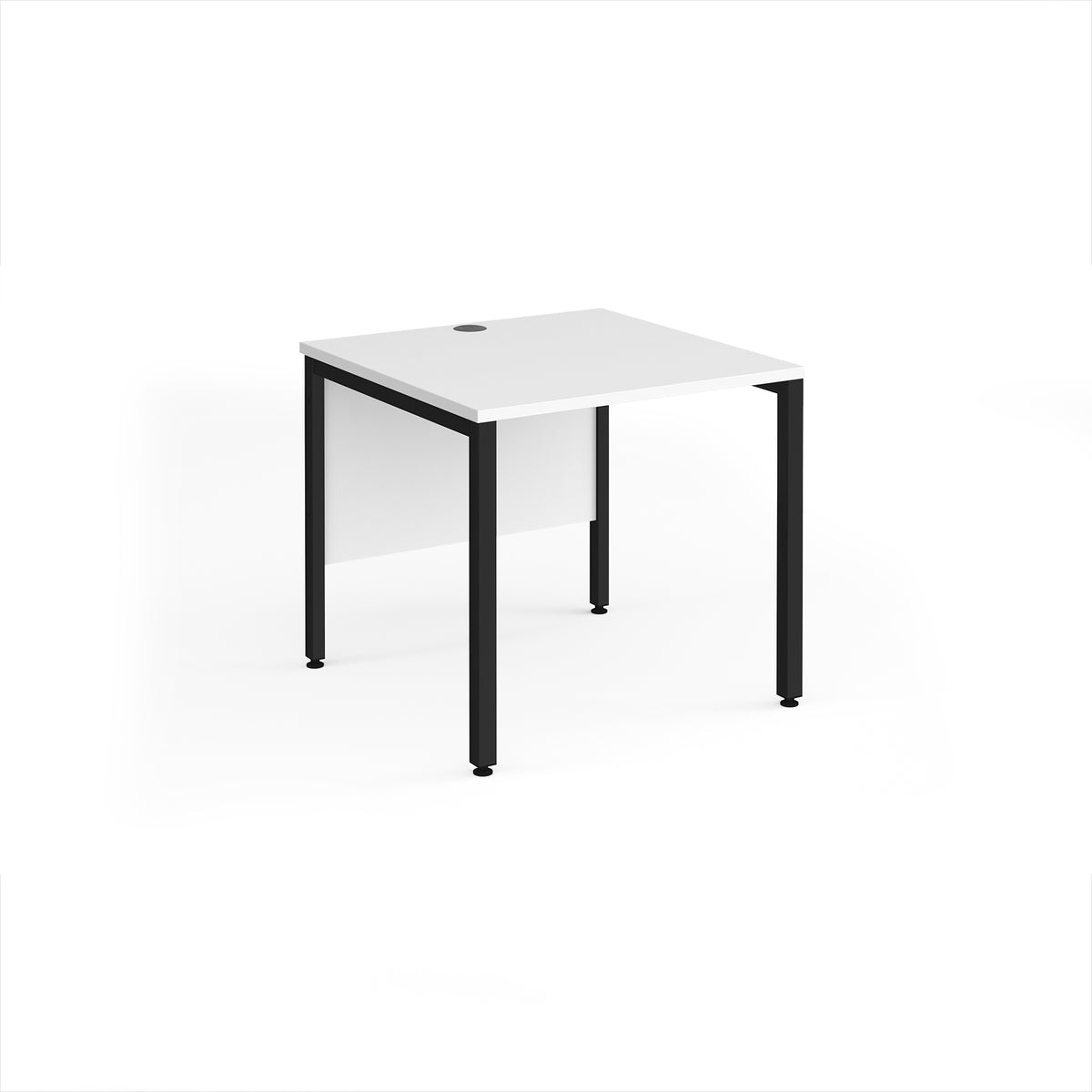 Maestro 25 straight desk 800mm x 800mm - black bench leg frame, White Top - view 1