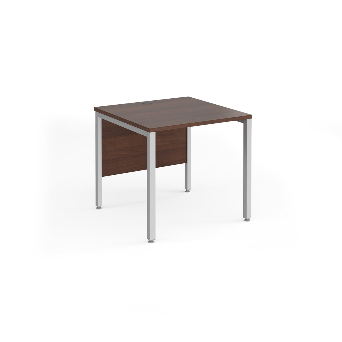 Maestro 25 straight desk 800mm x 800mm - silver bench leg frame, Walnut top - view 1