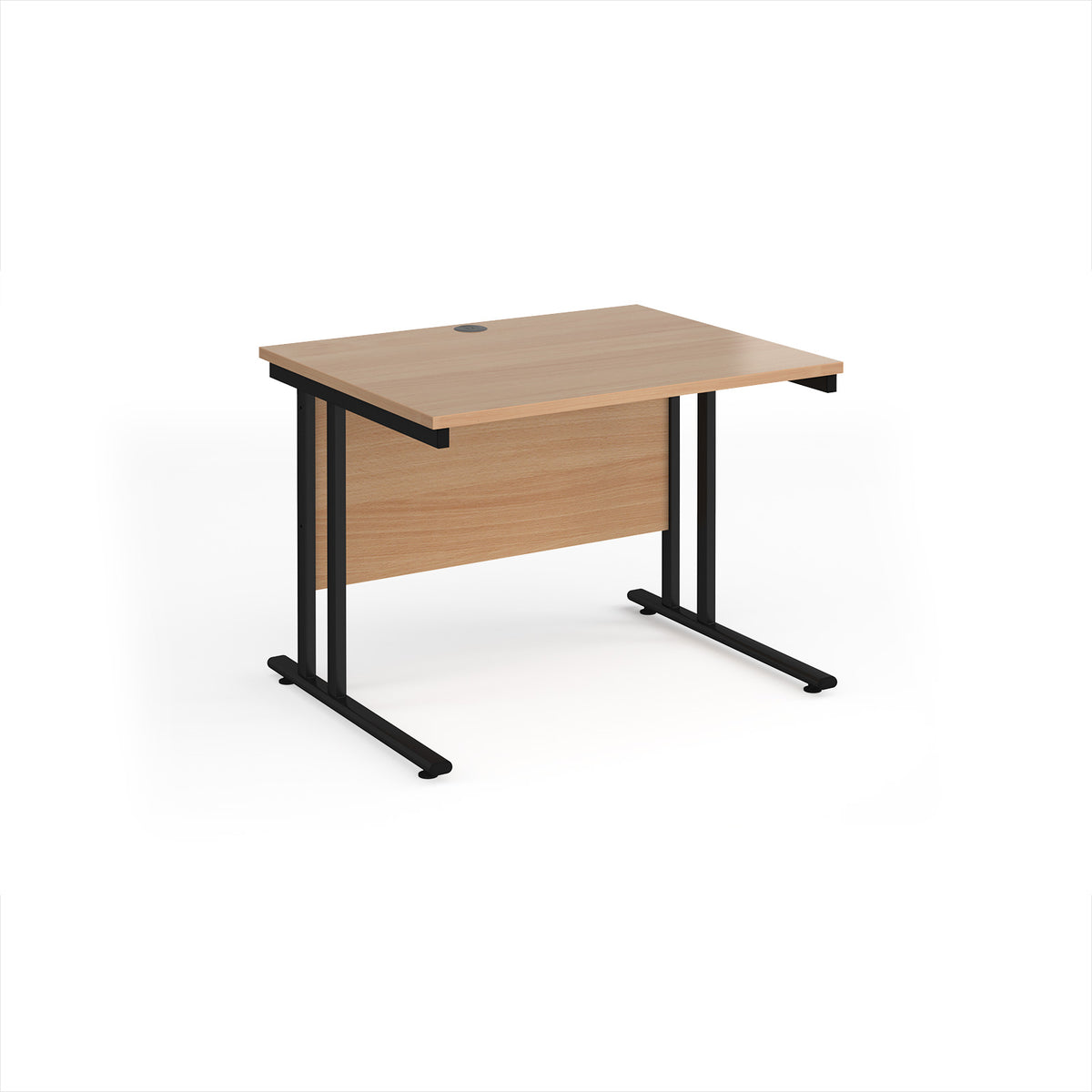 Maestro 25 straight desk 1000mm x 800mm - black cantilever leg frame, Beech top - view 1