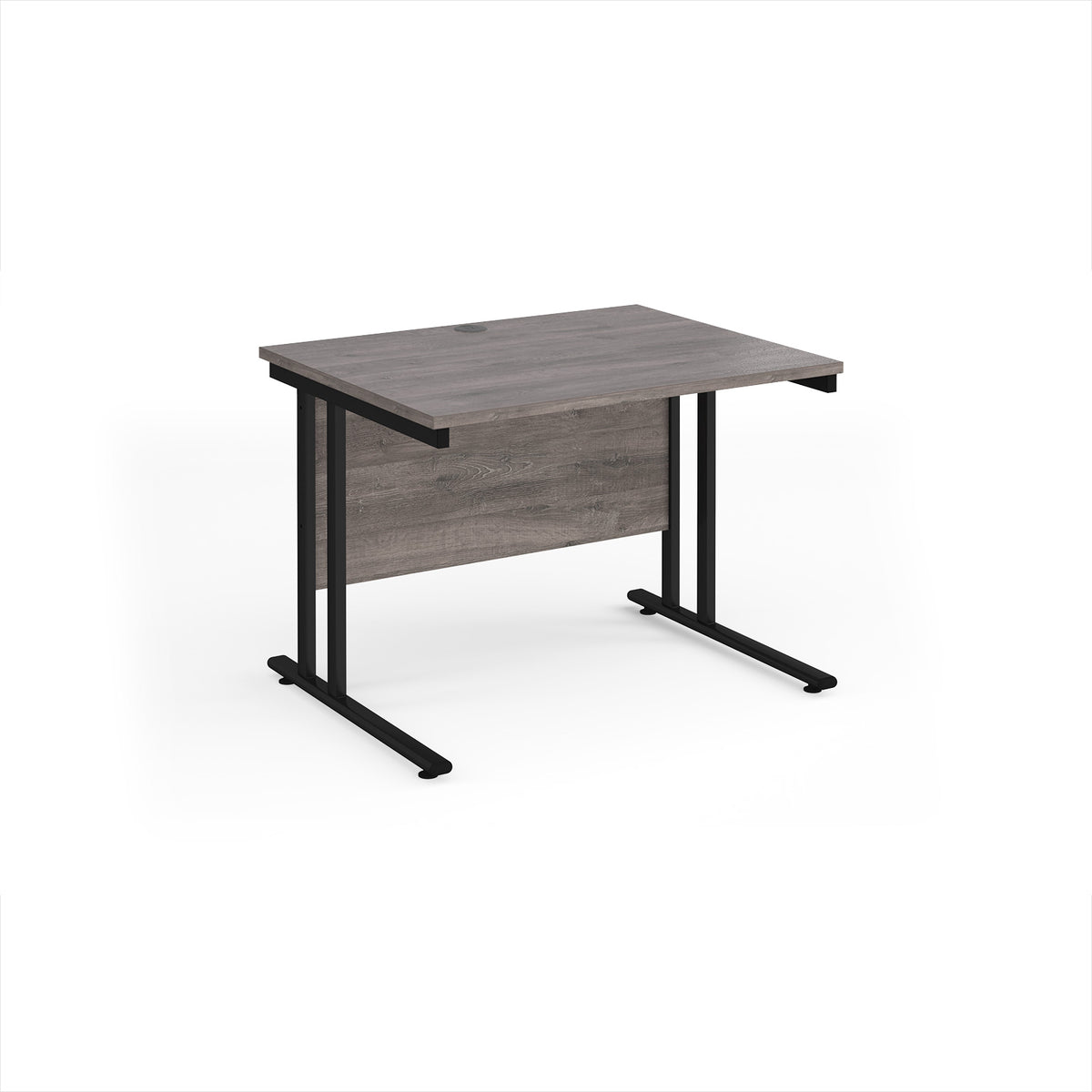 Maestro 25 straight desk 1000mm x 800mm - black cantilever leg frame, Grey Oak Top - view 1