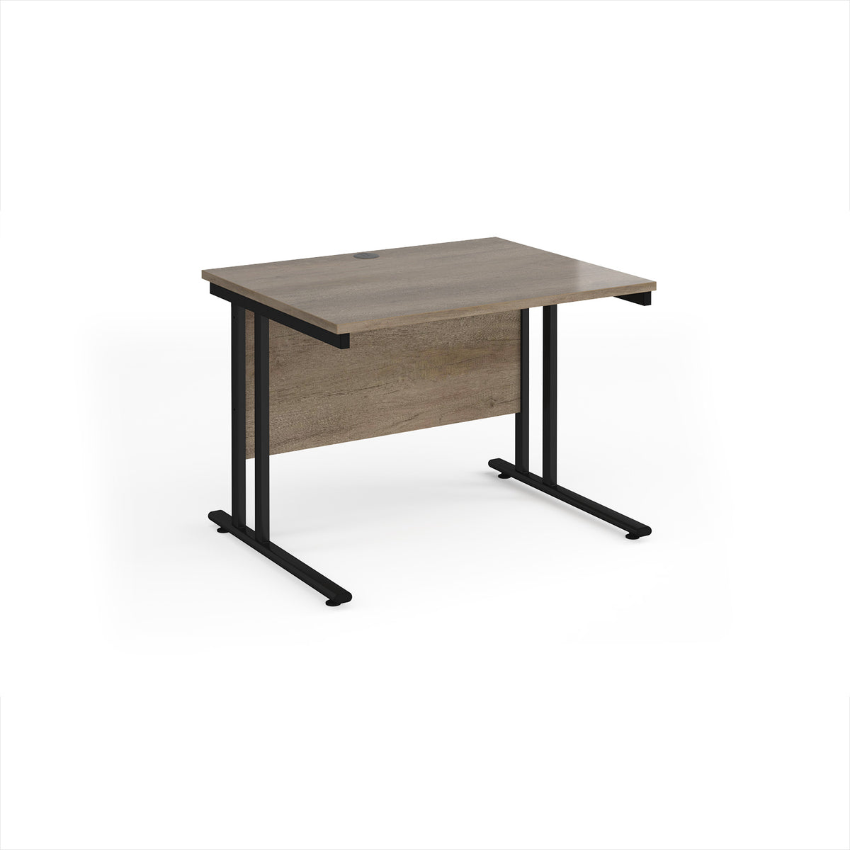 Maestro 25 straight desk 1000mm x 800mm - black cantilever leg frame, Nebraska Oak Top - view 1