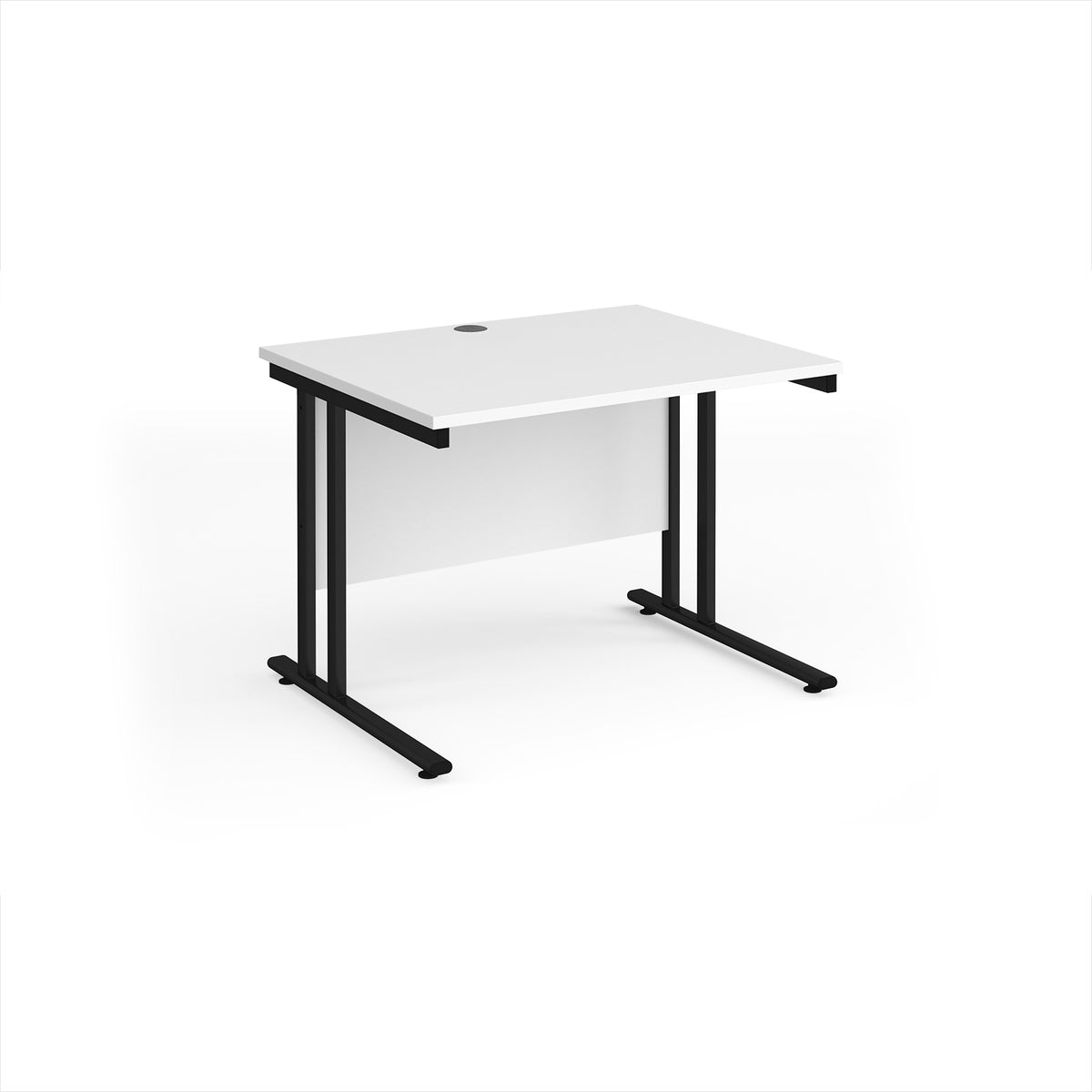 Maestro 25 straight desk 1000mm x 800mm - black cantilever leg frame, White Top - view 1