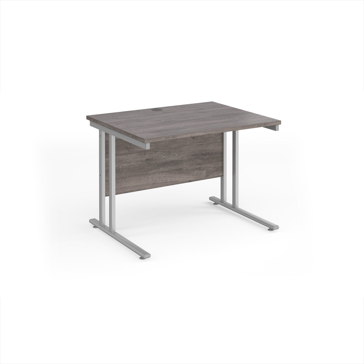 Maestro 25 straight desk 1000mm x 800mm - silver cantilever leg frame, Grey Oak Top - view 1