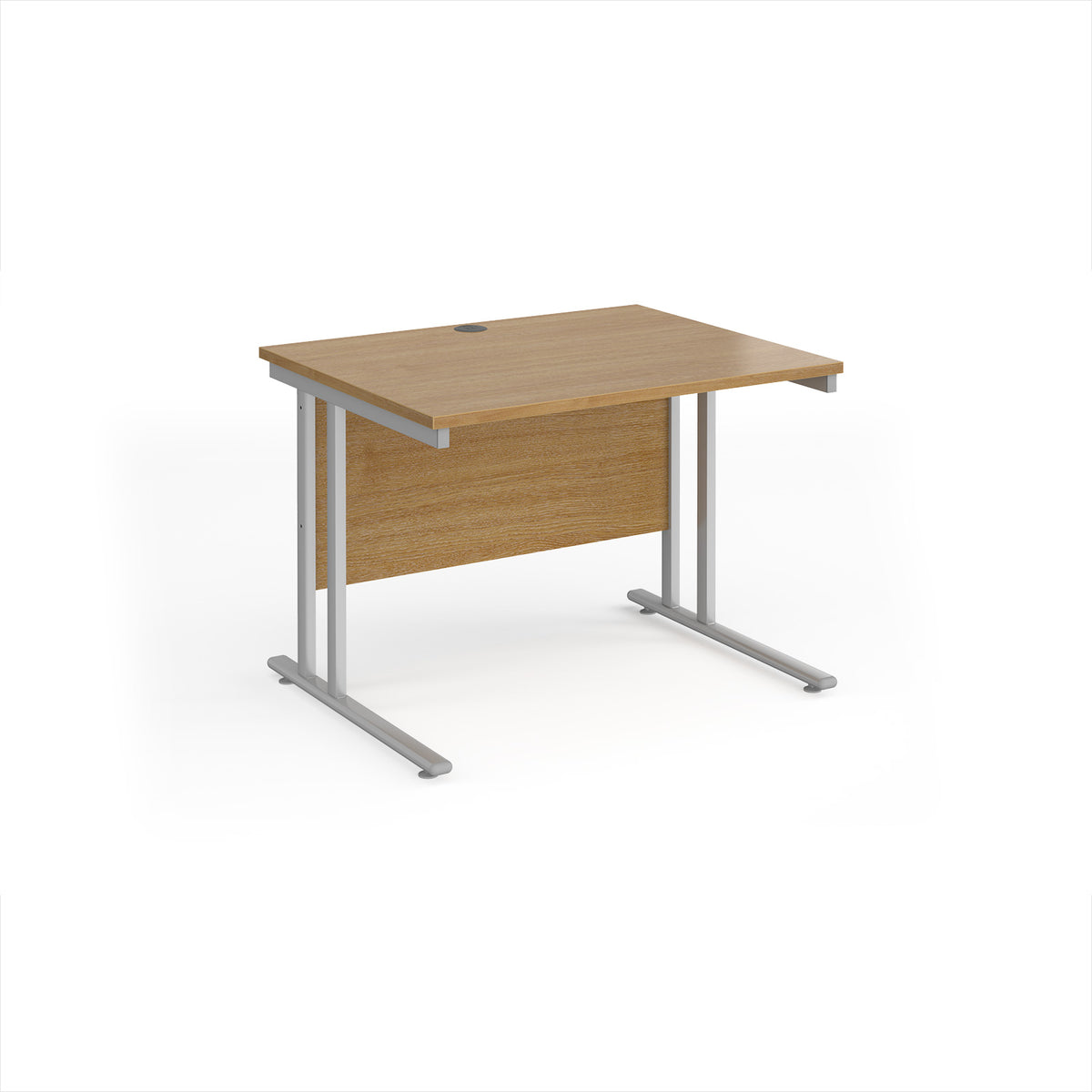 Maestro 25 straight desk 1000mm x 800mm - silver cantilever leg frame, Oak Top - view 1