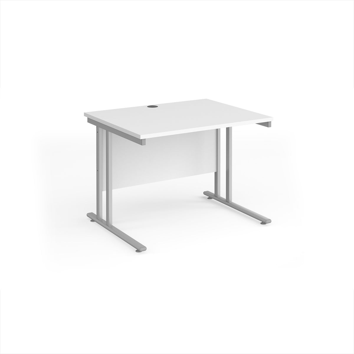 Maestro 25 straight desk 1000mm x 800mm - silver cantilever leg frame, White Top - view 1