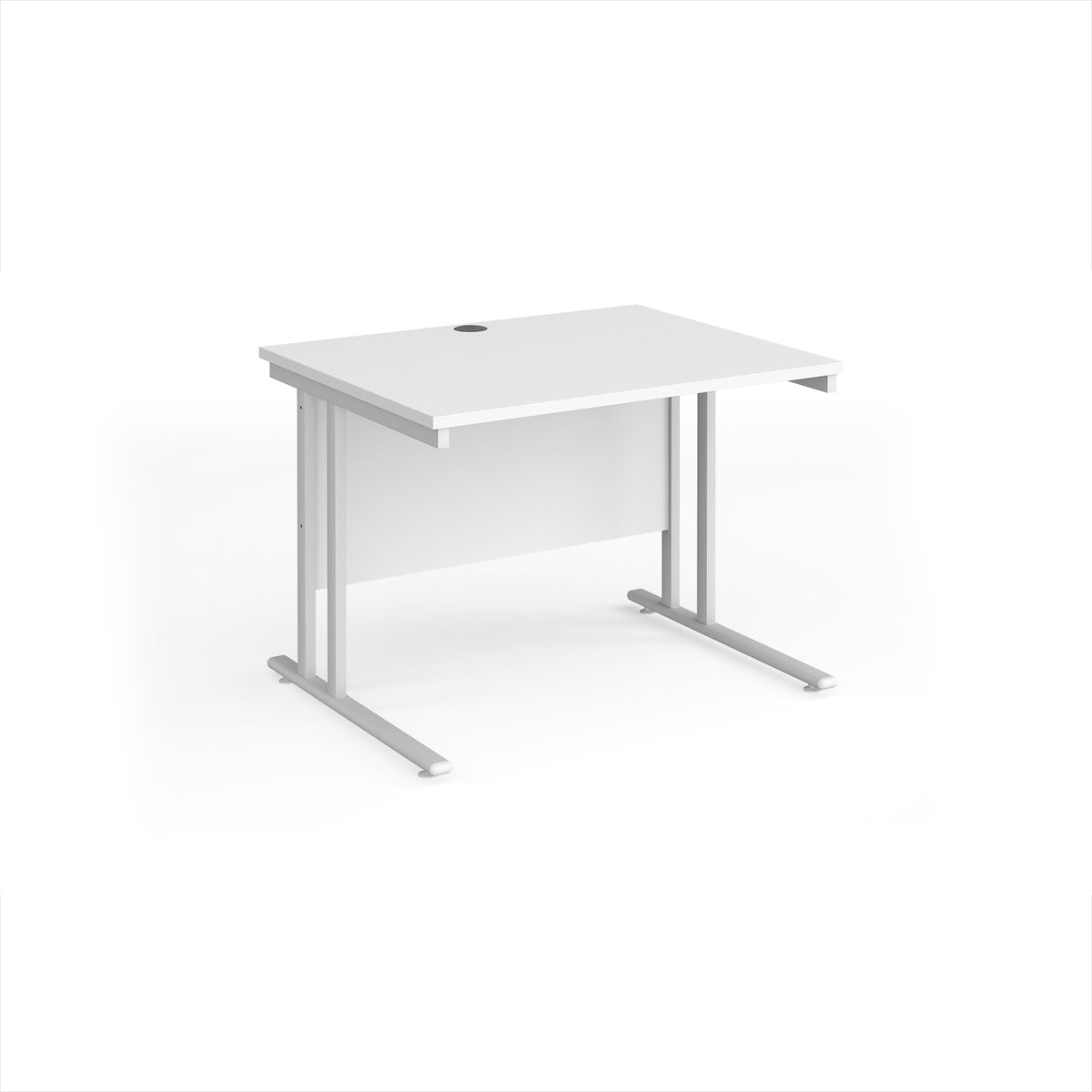 Maestro 25 straight desk 1000mm x 800mm - white cantilever leg frame, White Top - view 1