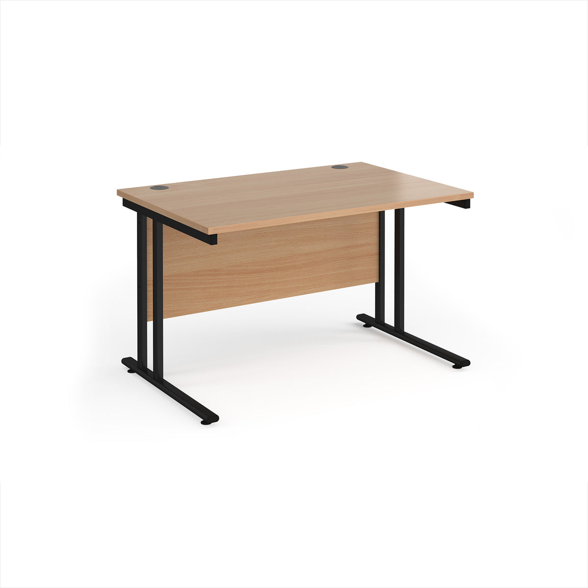 Maestro 25 straight desk 1200mm x 800mm - black cantilever leg frame, Beech top - view 1