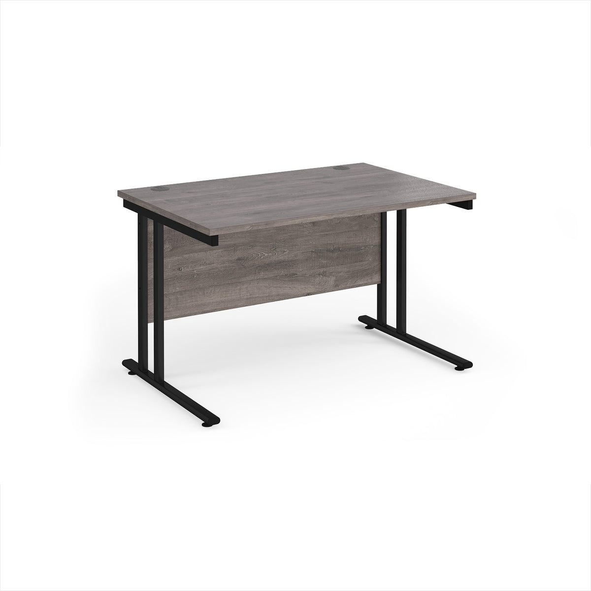Maestro 25 straight desk 1200mm x 800mm - black cantilever leg frame, Grey Oak Top - view 1