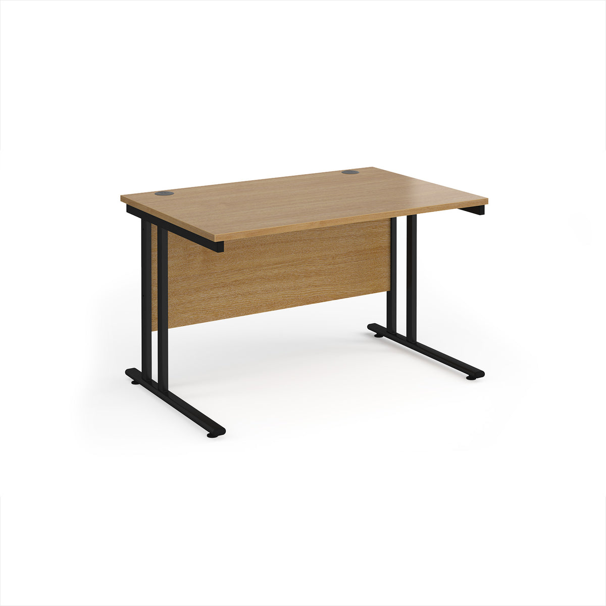 Maestro 25 straight desk 1200mm x 800mm - black cantilever leg frame, Oak Top - view 1