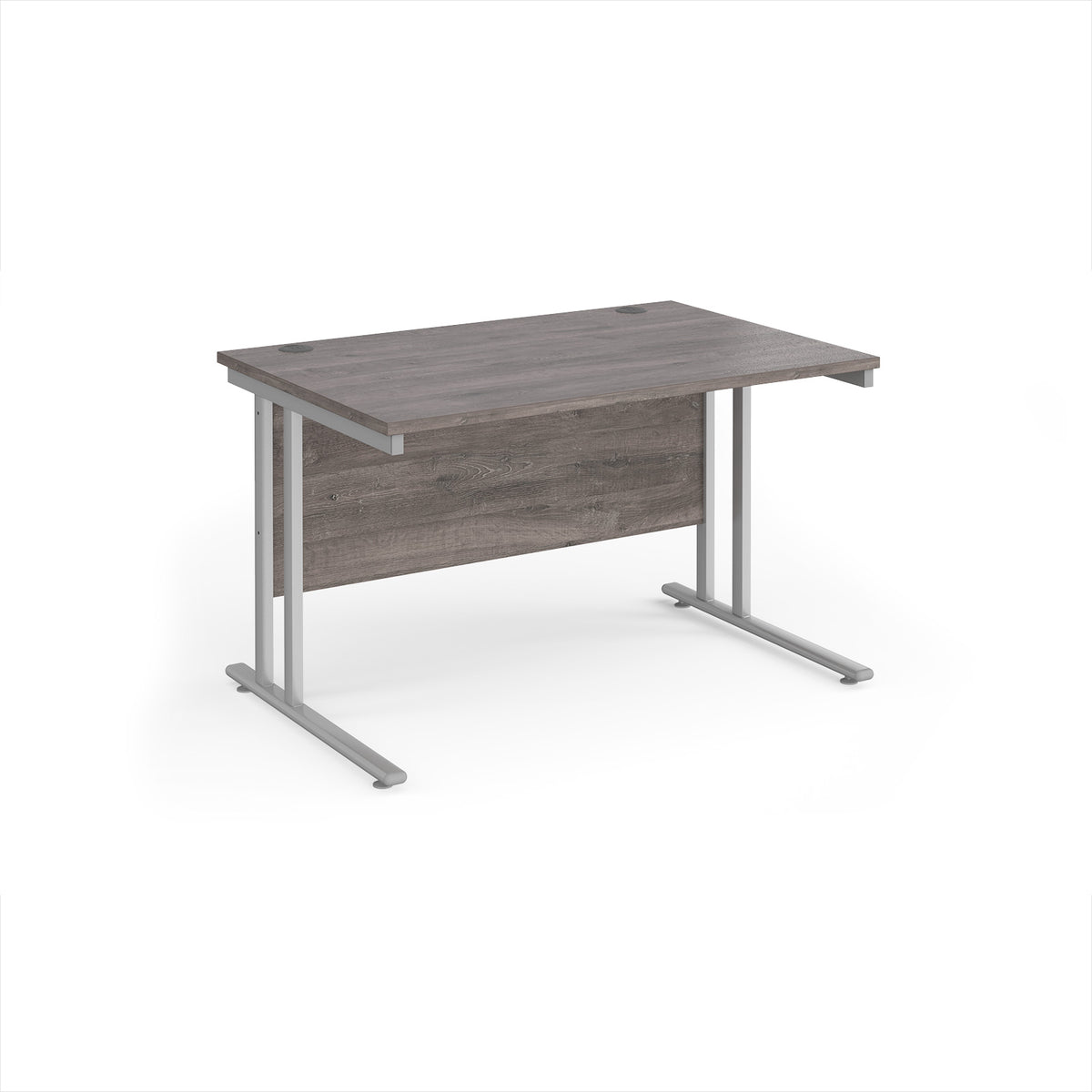 Maestro 25 straight desk 1200mm x 800mm - silver cantilever leg frame, Grey Oak Top - view 1