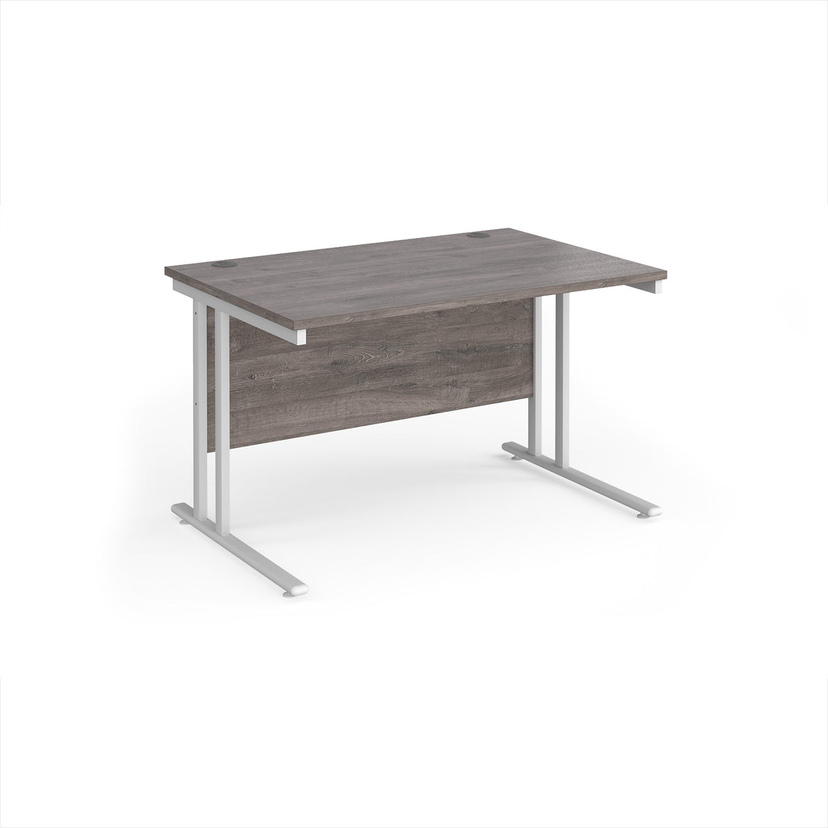 Maestro 25 straight desk 1200mm x 800mm - white cantilever leg frame, Grey Oak Top - view 1