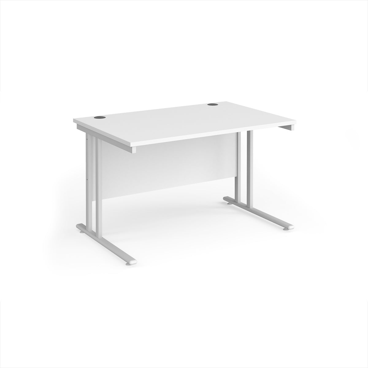 Maestro 25 straight desk 1200mm x 800mm - white cantilever leg frame, White Top - view 1