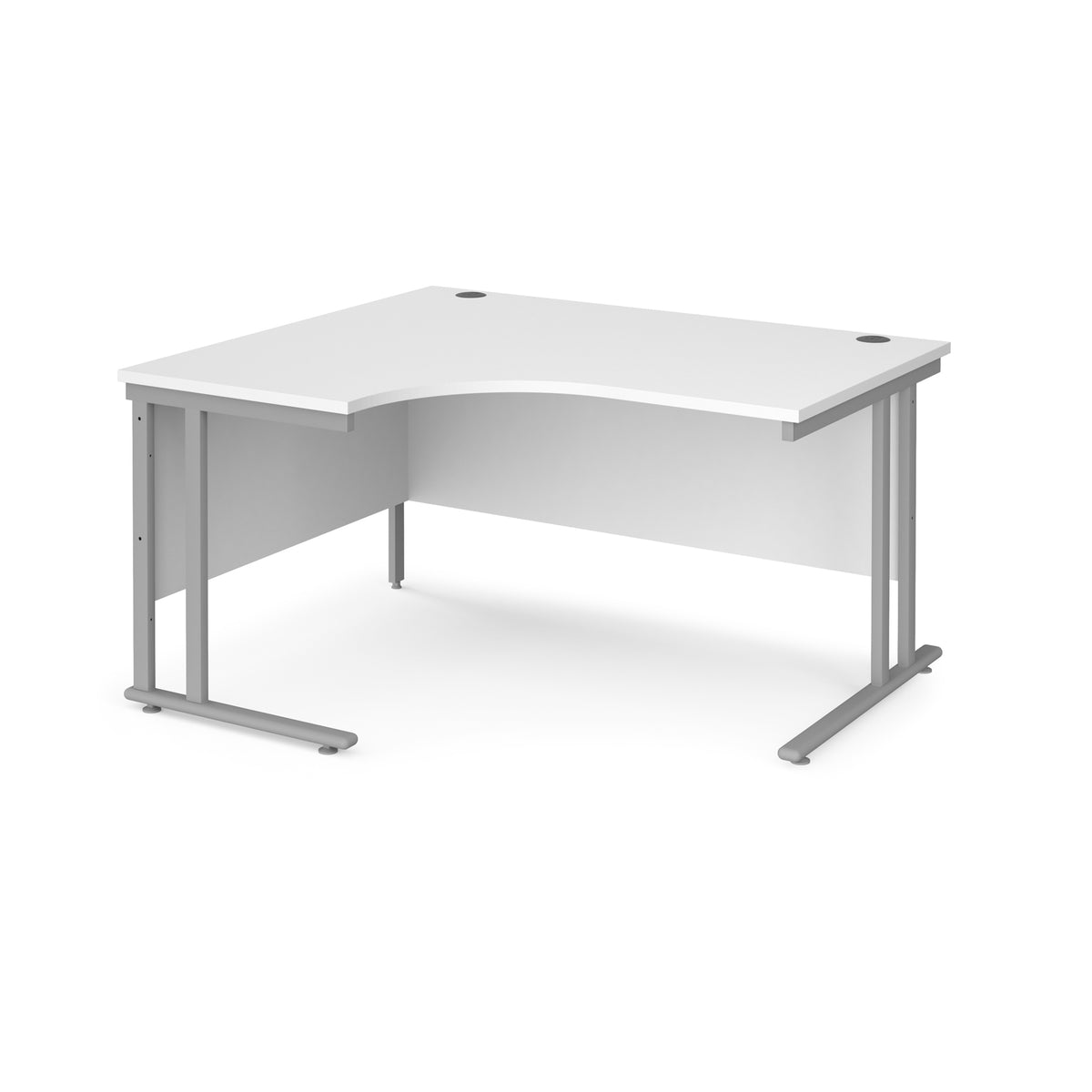 Maestro 25 left hand ergonomic desk 1400mm wide - silver cantilever leg frame, White Top - view 1