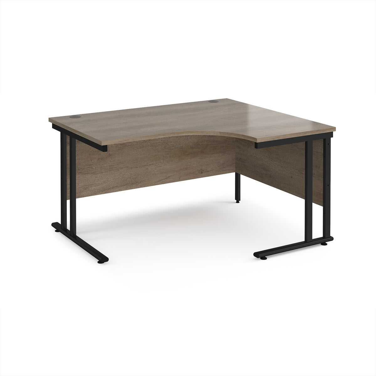 Maestro 25 right hand ergonomic desk 1400mm wide - black cantilever leg frame, Nebraska Oak Top - view 1