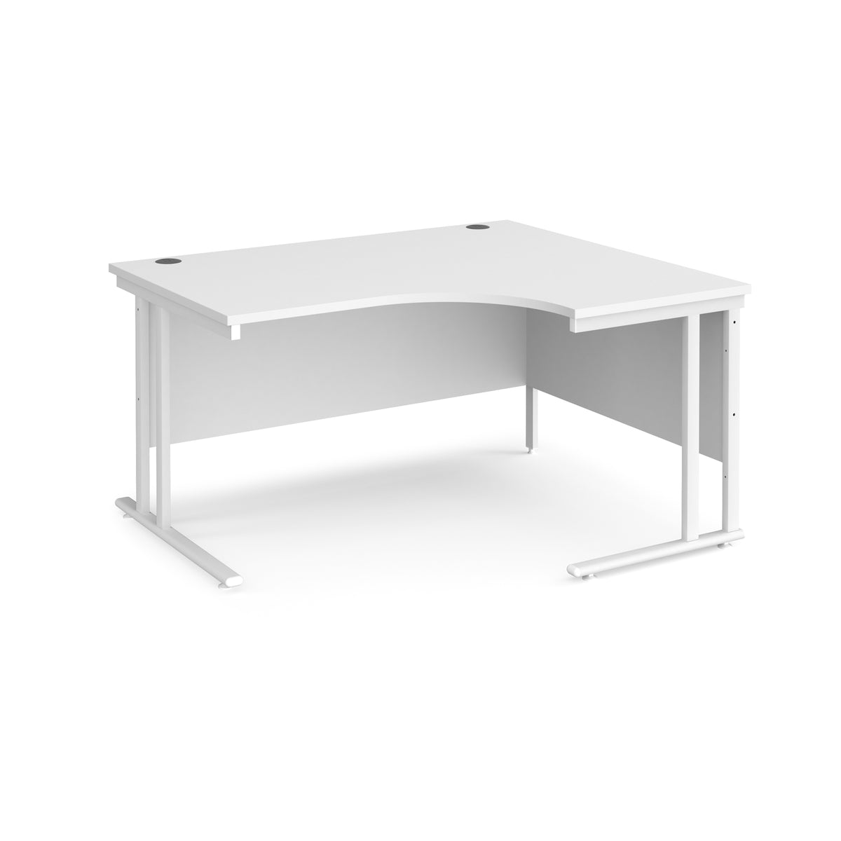 Maestro 25 right hand ergonomic desk 1400mm wide - white cantilever leg frame, White Top - view 1