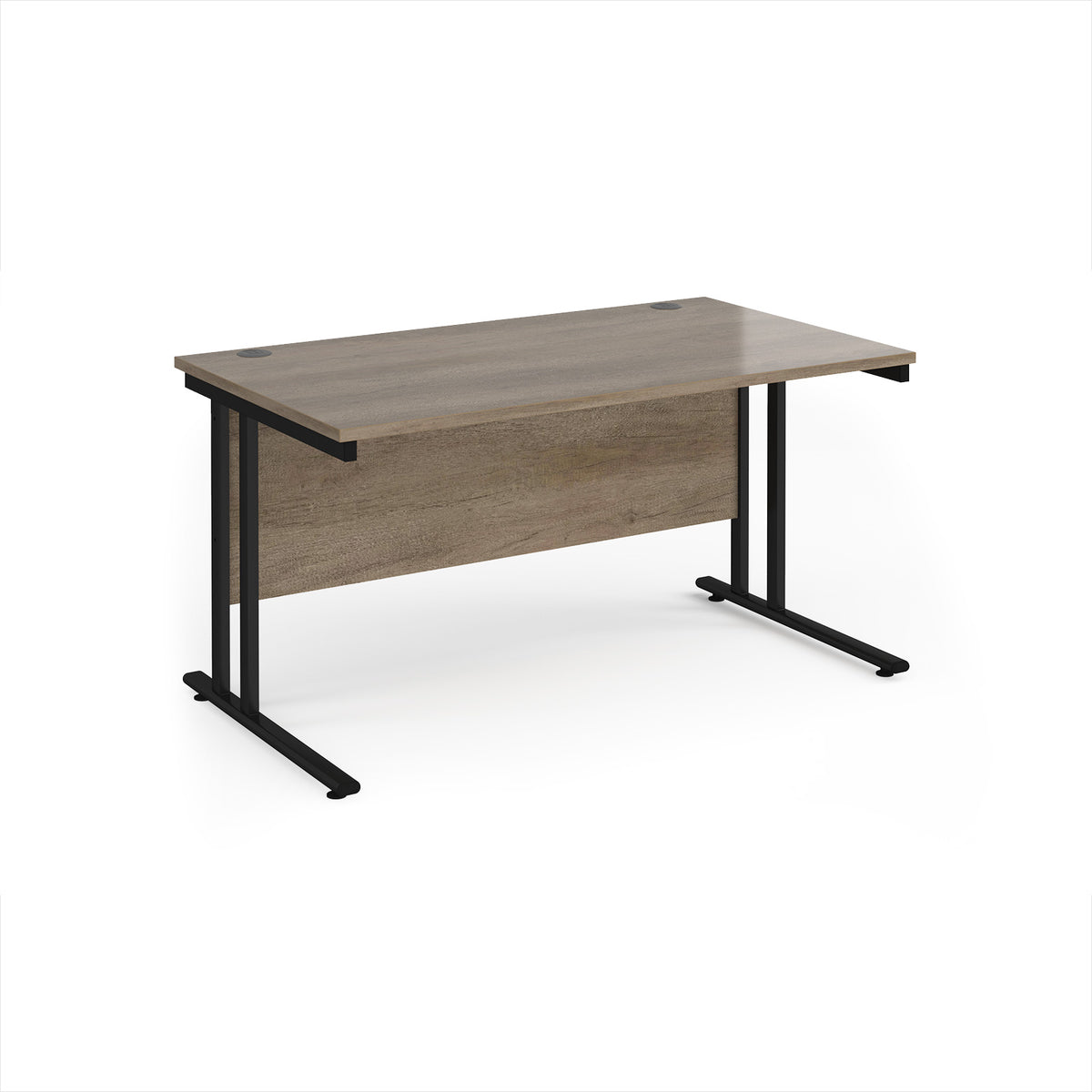 Maestro 25 straight desk 1400mm x 800mm - black cantilever leg frame, Nebraska Oak Top - view 1