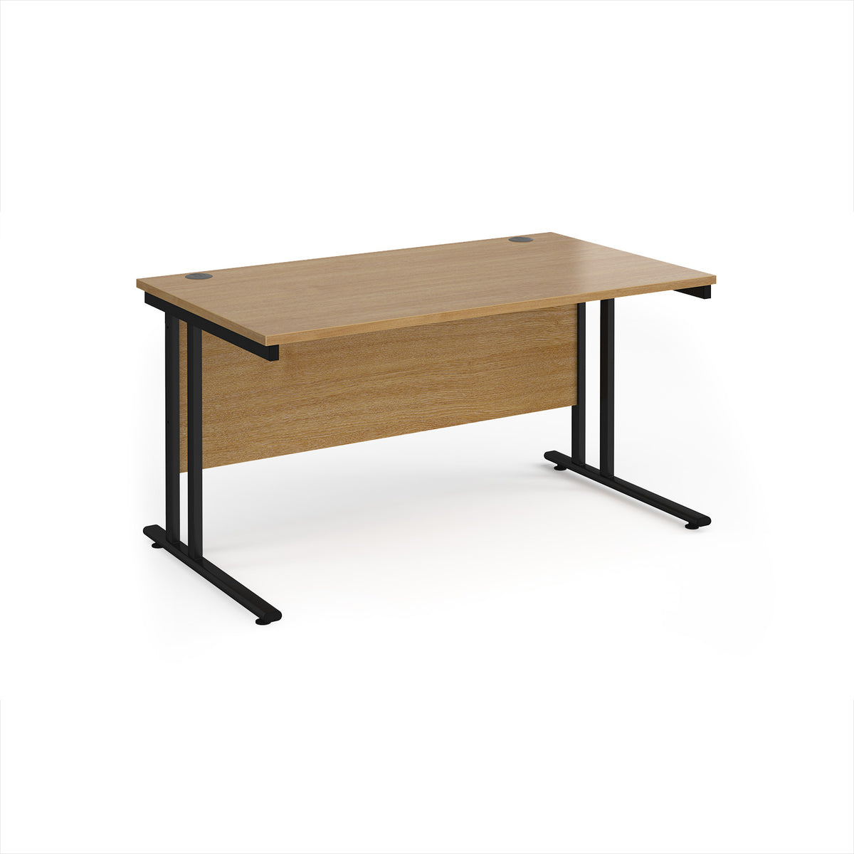 Maestro 25 straight desk 1400mm x 800mm - black cantilever leg frame, Oak Top - view 1