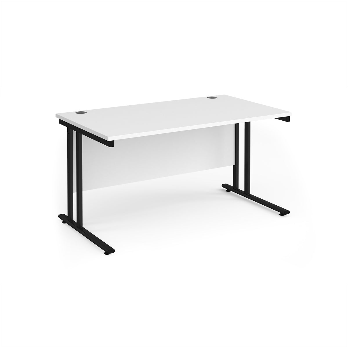 Maestro 25 straight desk 1400mm x 800mm - black cantilever leg frame, White Top - view 1