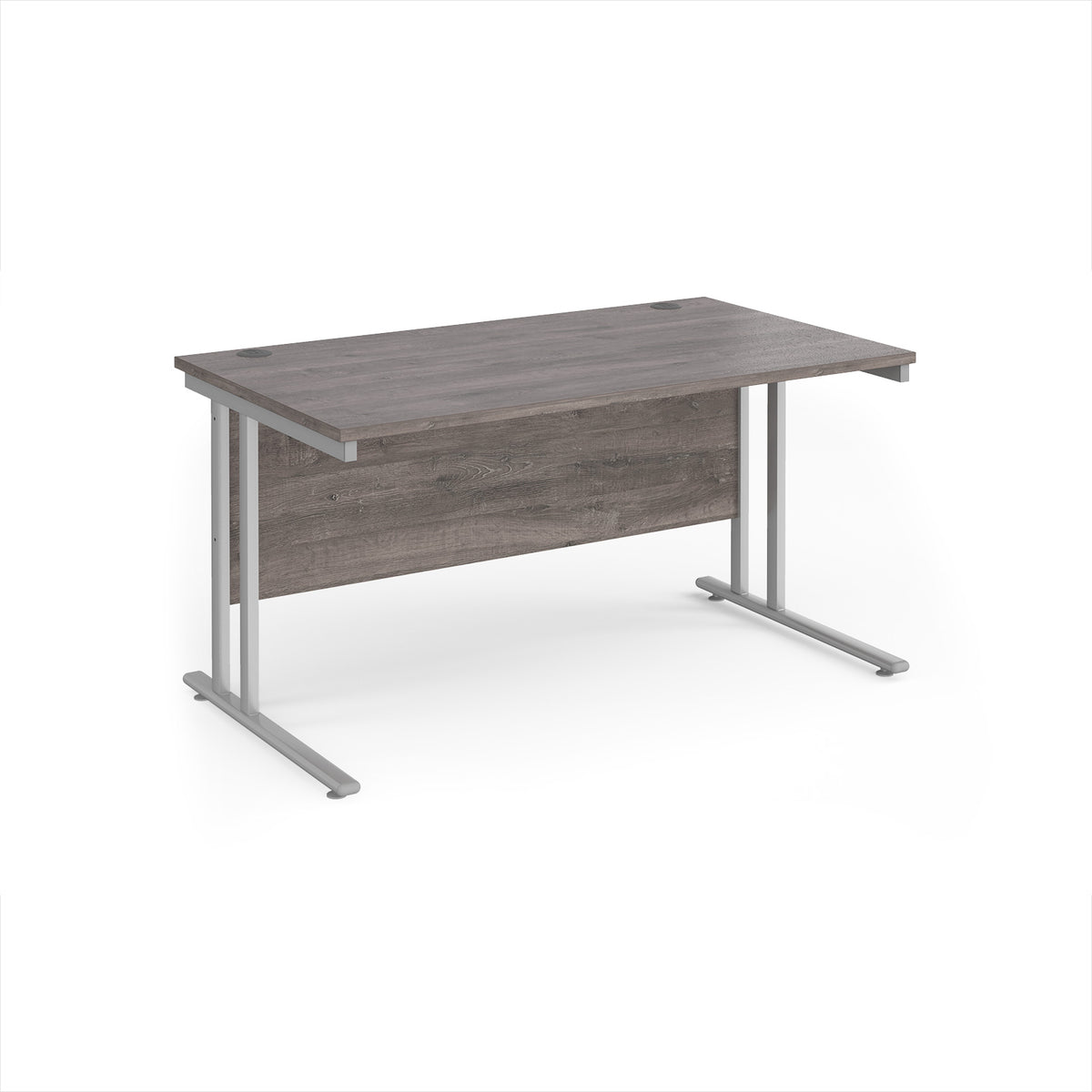 Maestro 25 straight desk 1400mm x 800mm - silver cantilever leg frame, Grey Oak Top - view 1