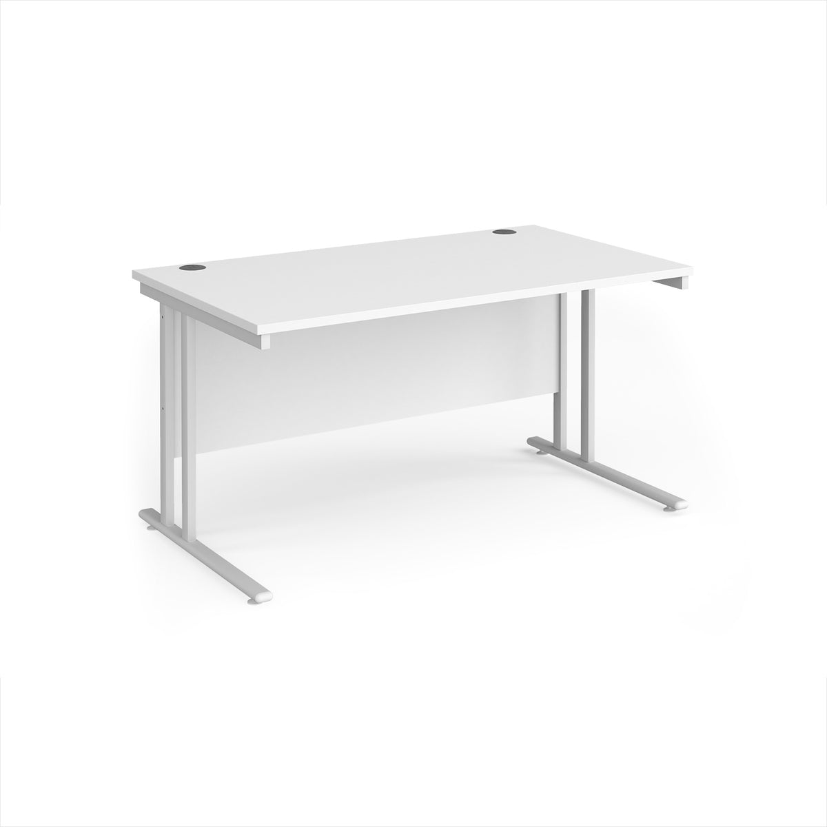 Maestro 25 straight desk 1400mm x 800mm - white cantilever leg frame, White Top - view 1