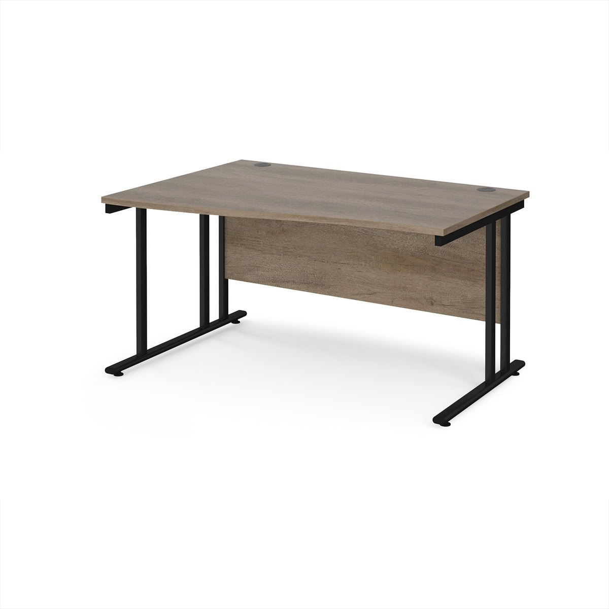 Maestro 25 left hand wave desk 1400mm wide - black cantilever leg frame, Nebraska Oak Top - view 1
