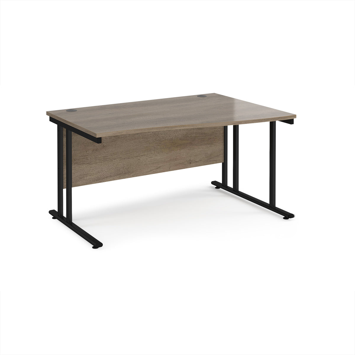 Maestro 25 right hand wave desk 1400mm wide - black cantilever leg frame, Nebraska Oak Top - view 1