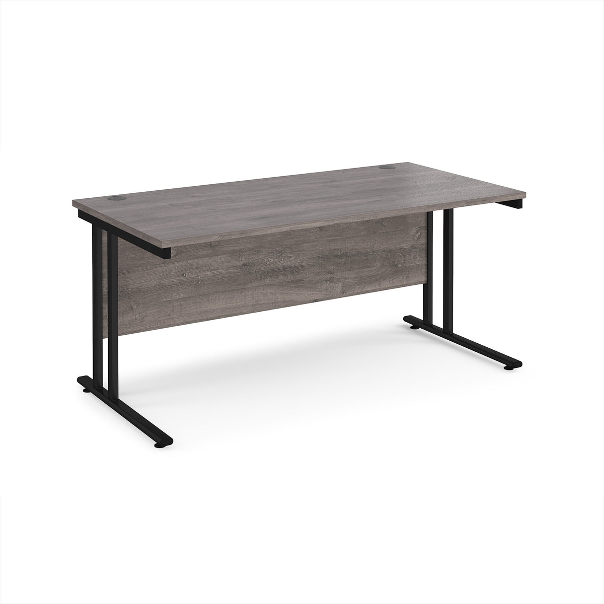 Maestro 25 straight desk 1600mm x 800mm - black cantilever leg frame, Grey Oak Top - view 1