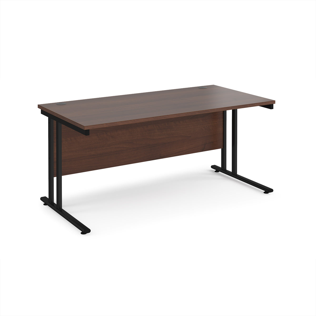 Maestro 25 straight desk 1600mm x 800mm - black cantilever leg frame, Walnut top - view 1