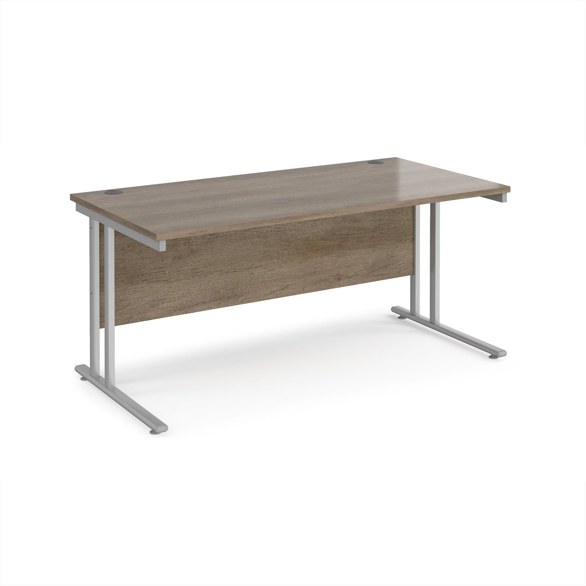 Maestro 25 straight desk 1600mm x 800mm - silver cantilever leg frame, Nebraska Oak Top - view 1