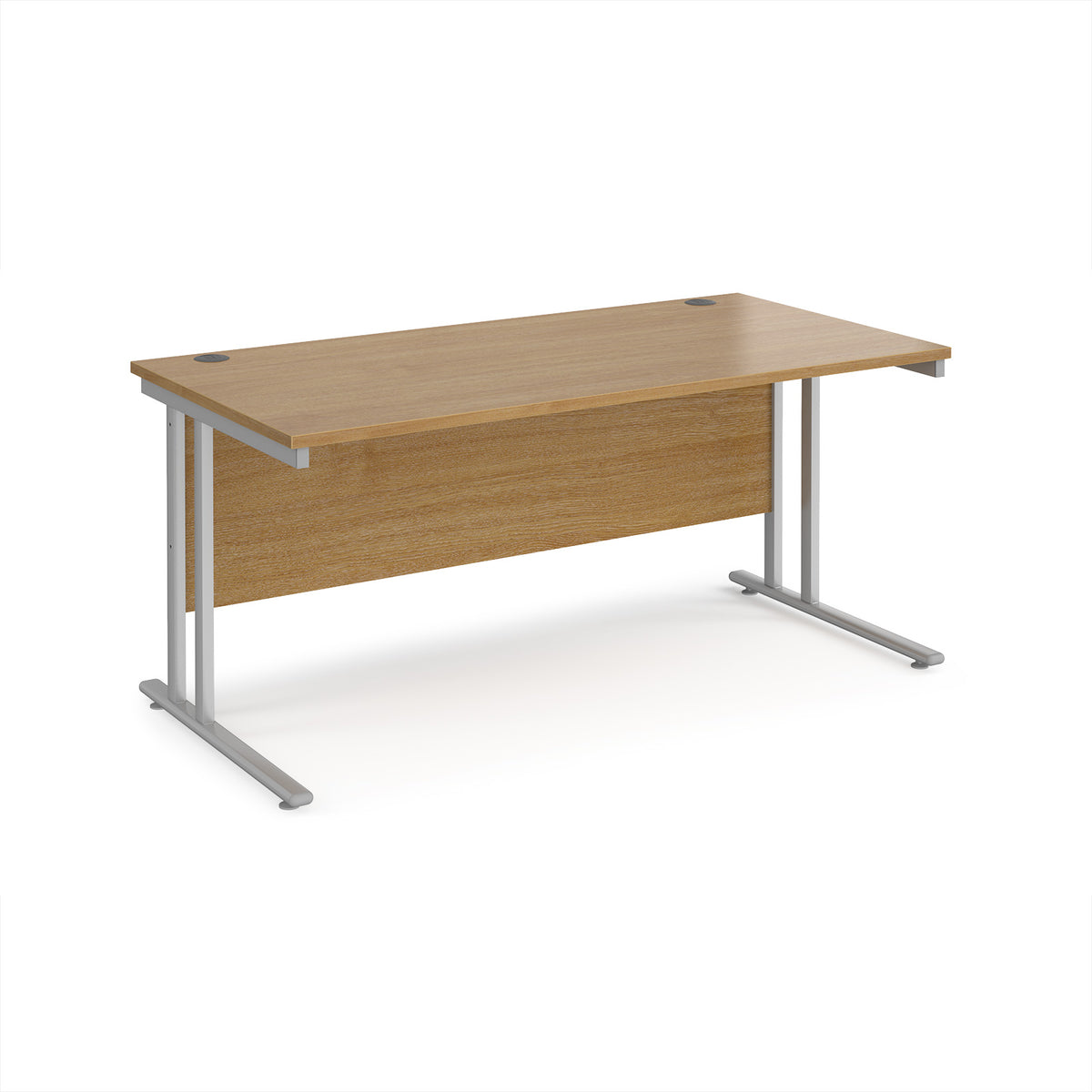 Maestro 25 straight desk 1600mm x 800mm - silver cantilever leg frame, Oak Top - view 1