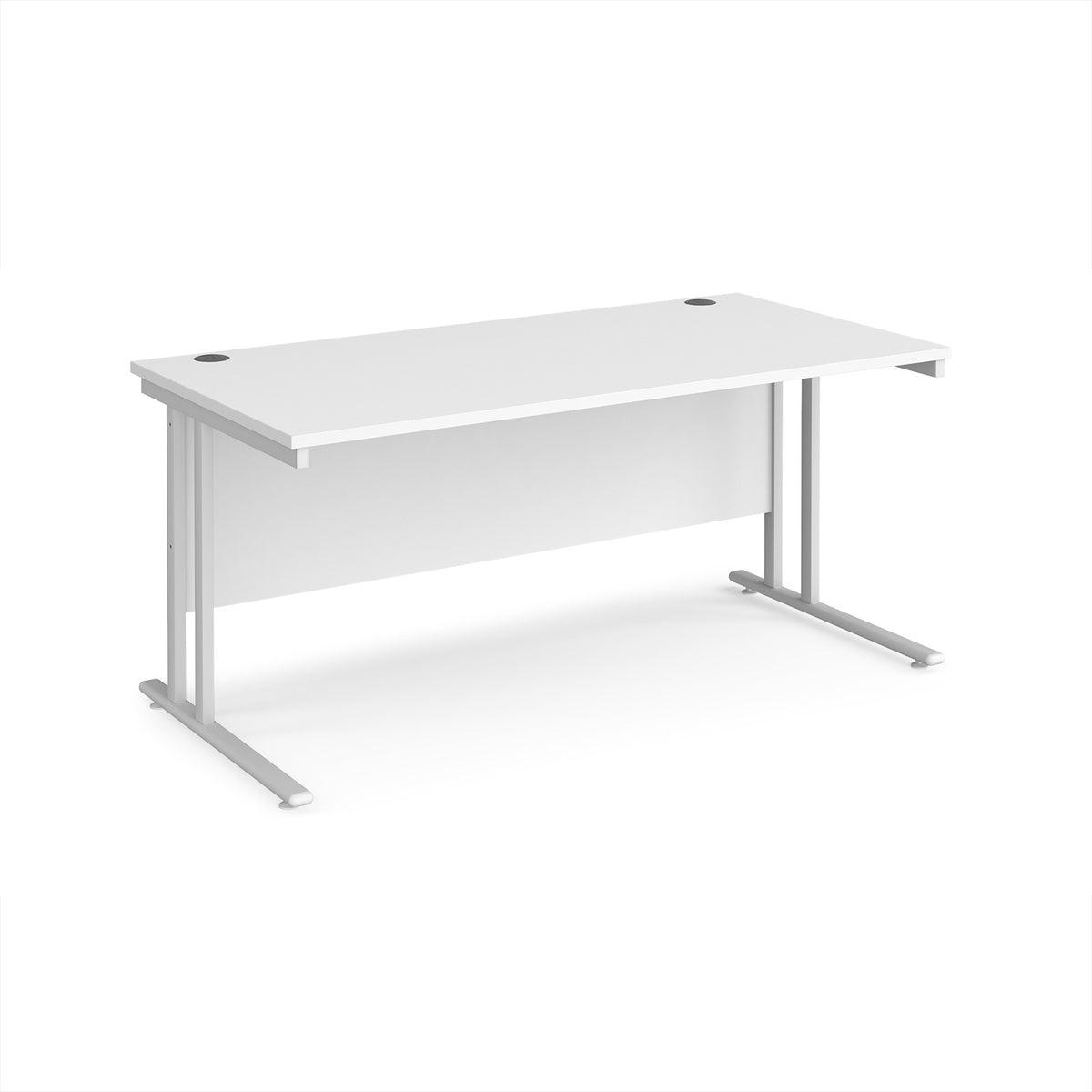 Maestro 25 straight desk 1600mm x 800mm - white cantilever leg frame, White Top - view 1