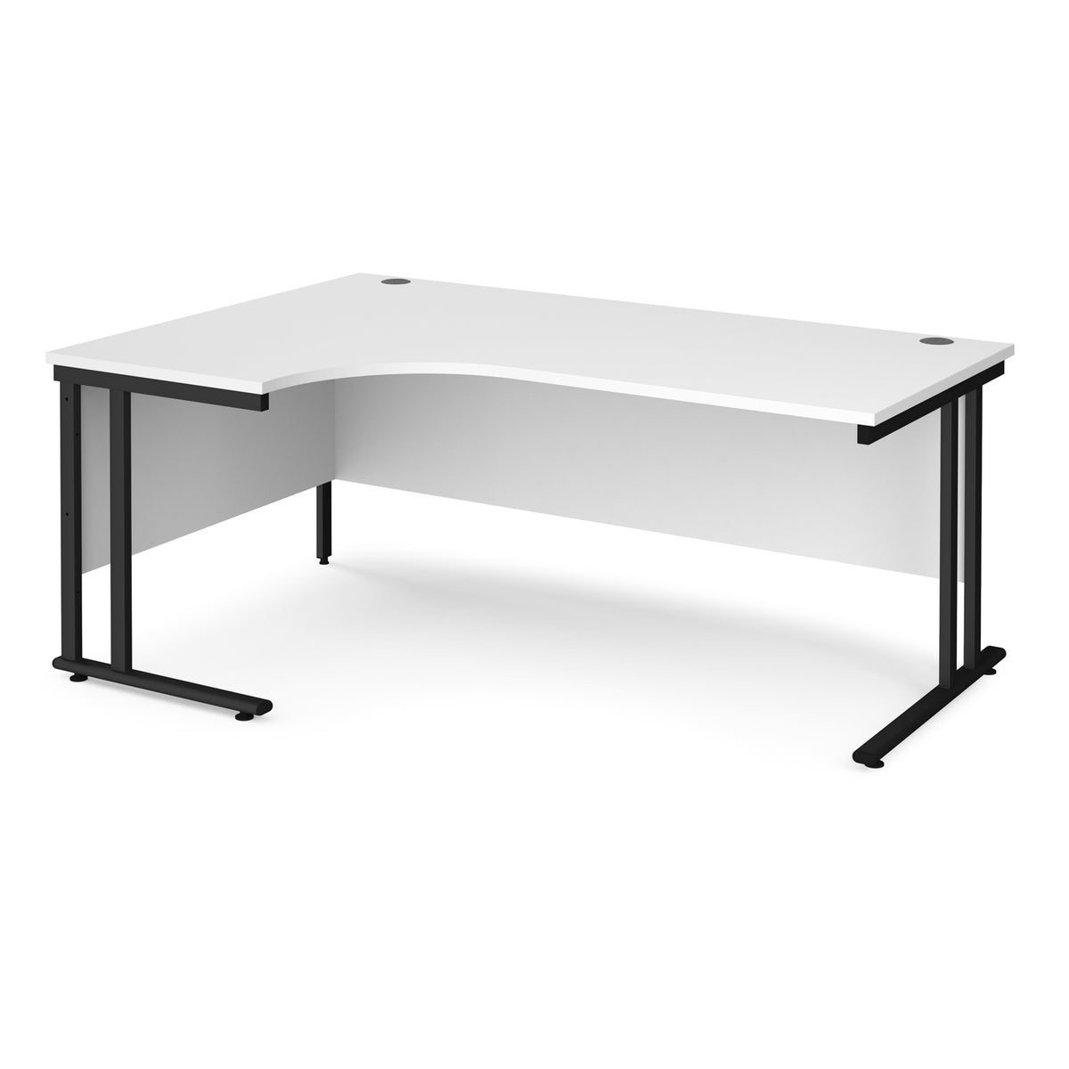 Maestro 25 left hand ergonomic desk 1800mm wide - black cantilever leg frame, White Top - view 1