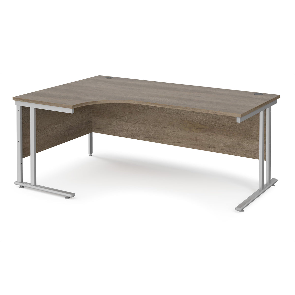 Maestro 25 left hand ergonomic desk 1800mm wide - silver cantilever leg frame, Nebraska Oak Top - view 1