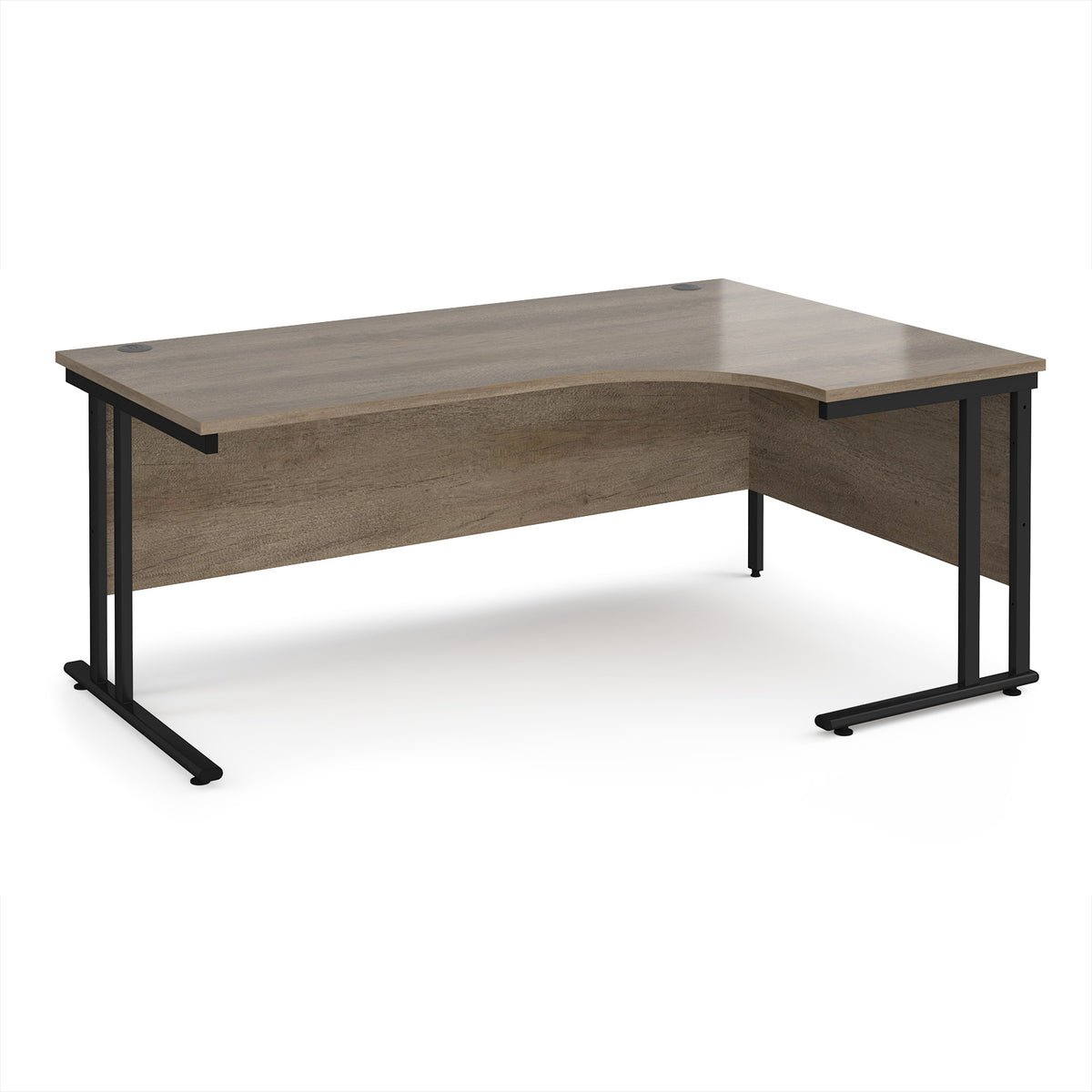 Maestro 25 right hand ergonomic desk 1800mm wide - black cantilever leg frame, Nebraska Oak Top - view 1