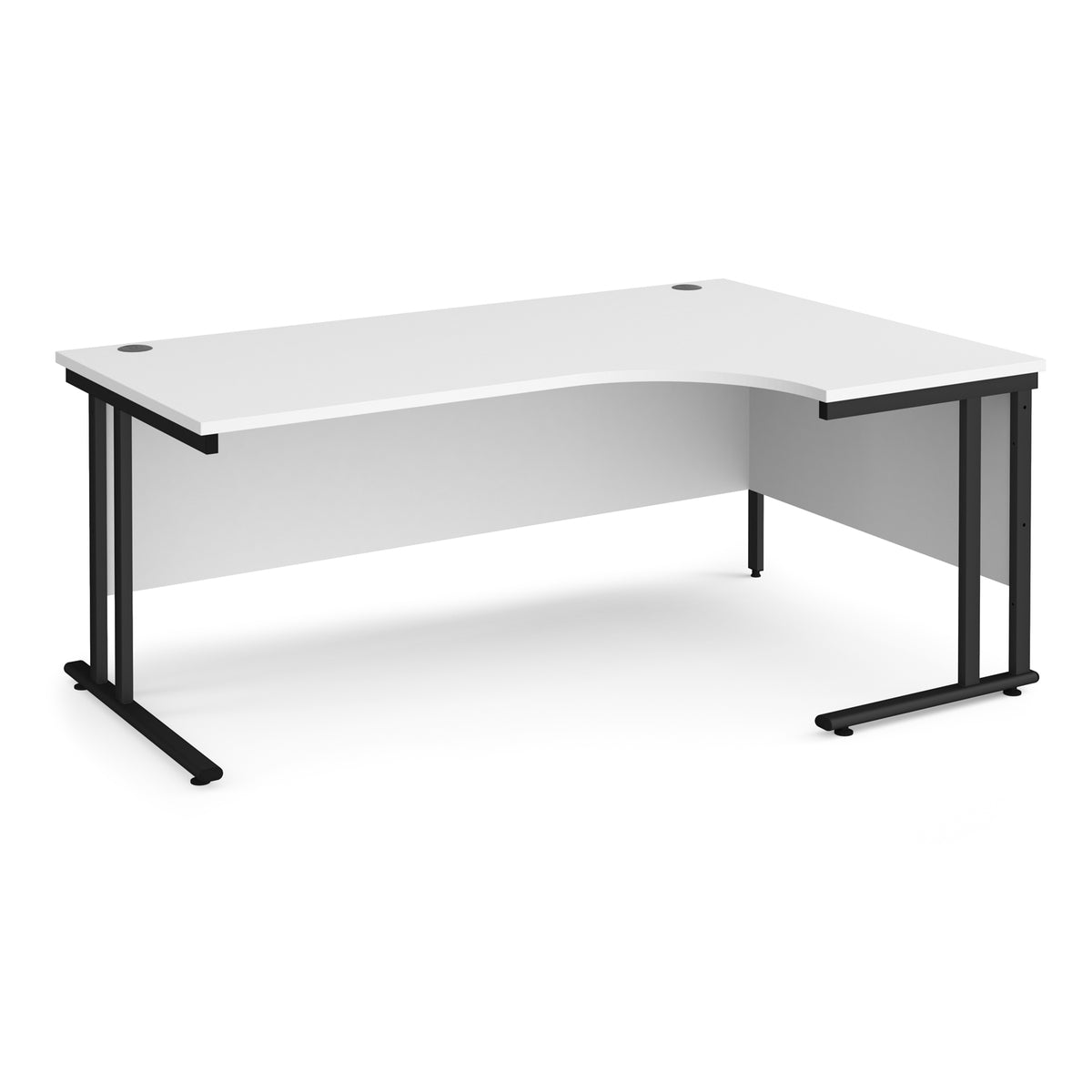 Maestro 25 right hand ergonomic desk 1800mm wide - black cantilever leg frame, White Top - view 1