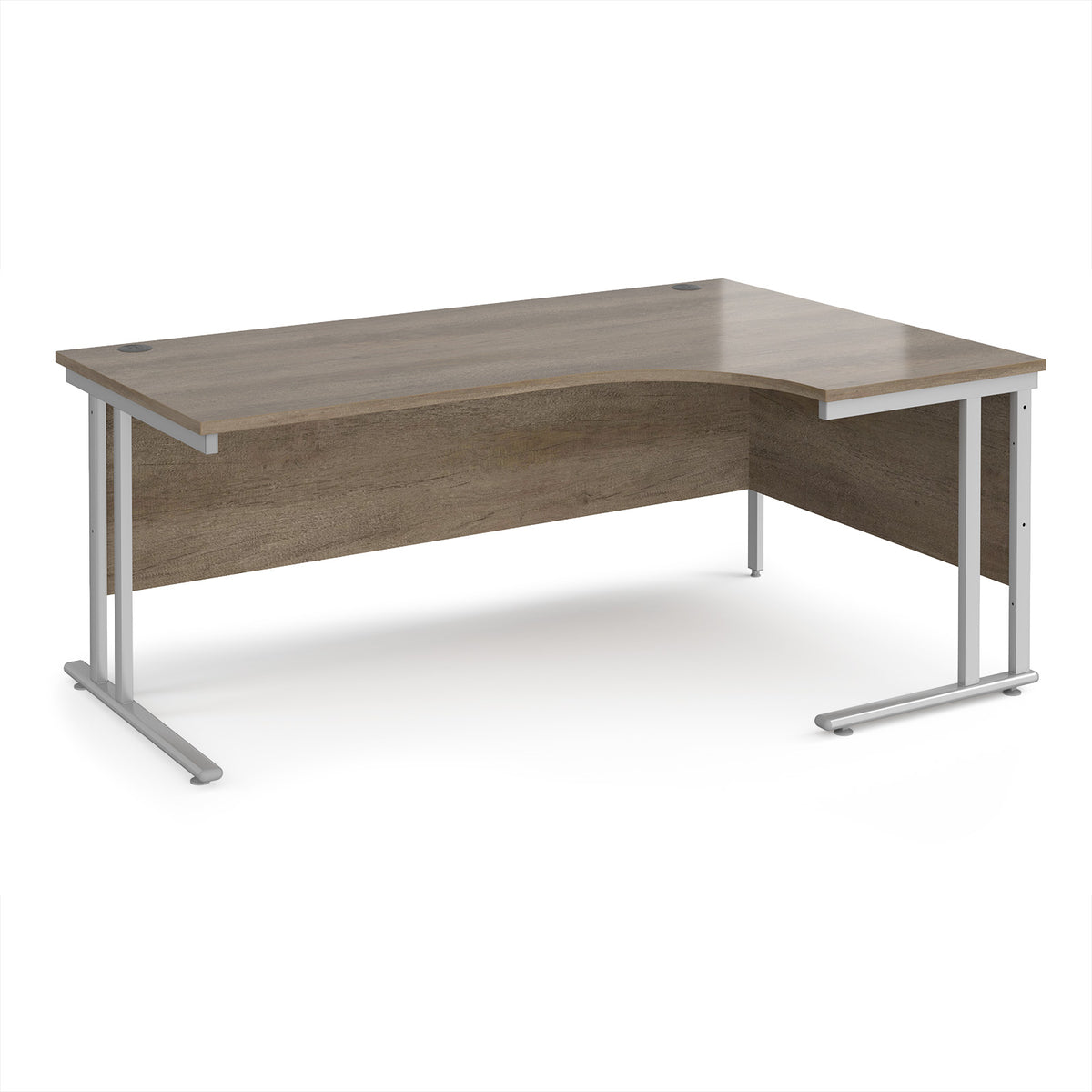 Maestro 25 right hand ergonomic desk 1800mm wide - silver cantilever leg frame, Nebraska Oak Top - view 1